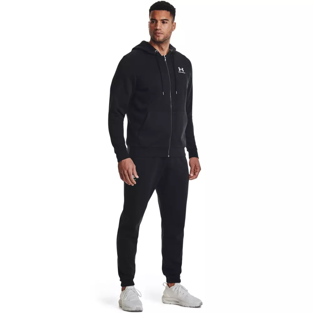 Under Armour Men's Essential Fleece Full-Zip Hoodie-Black - BLACK