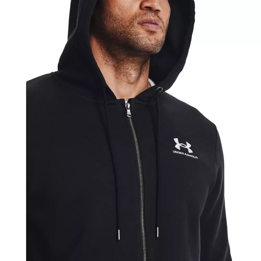 Under Armour Men's Essential Fleece Full-Zip Hoodie-Black - BLACK