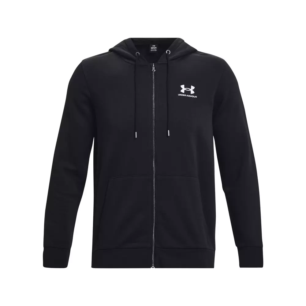 Under Armour Men's Essential Fleece Full-Zip Hoodie-Black - BLACK