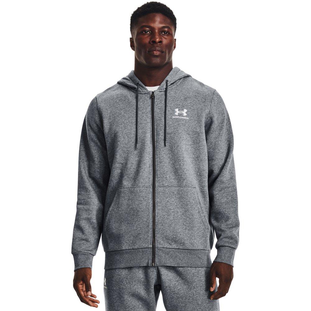 Under Armour Men's Essential Fleece Full-Zip Hoodie-Black - GREY Thumbnail View 1