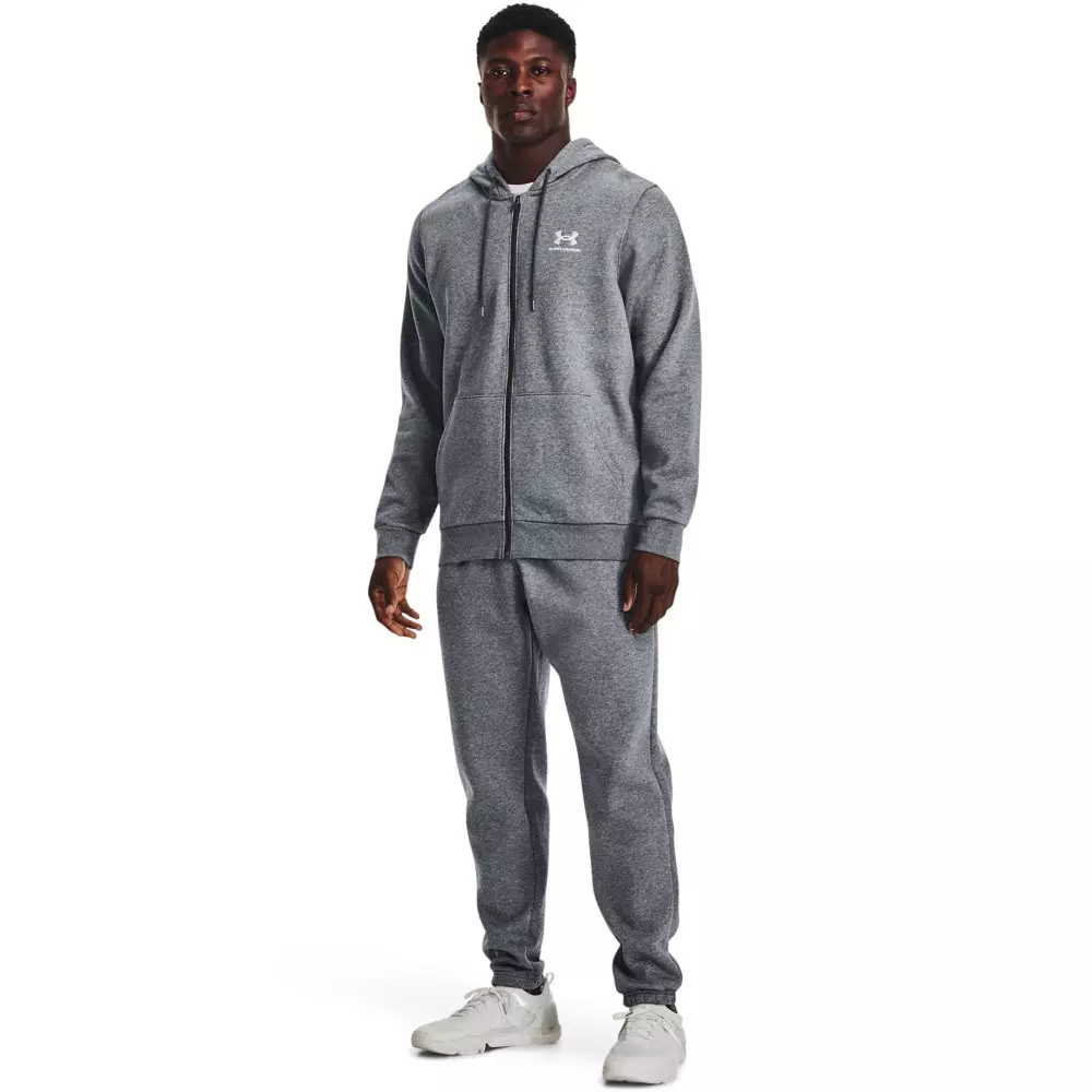 Under Armour Men's Essential Fleece Full-Zip Hoodie-Black - GREY
