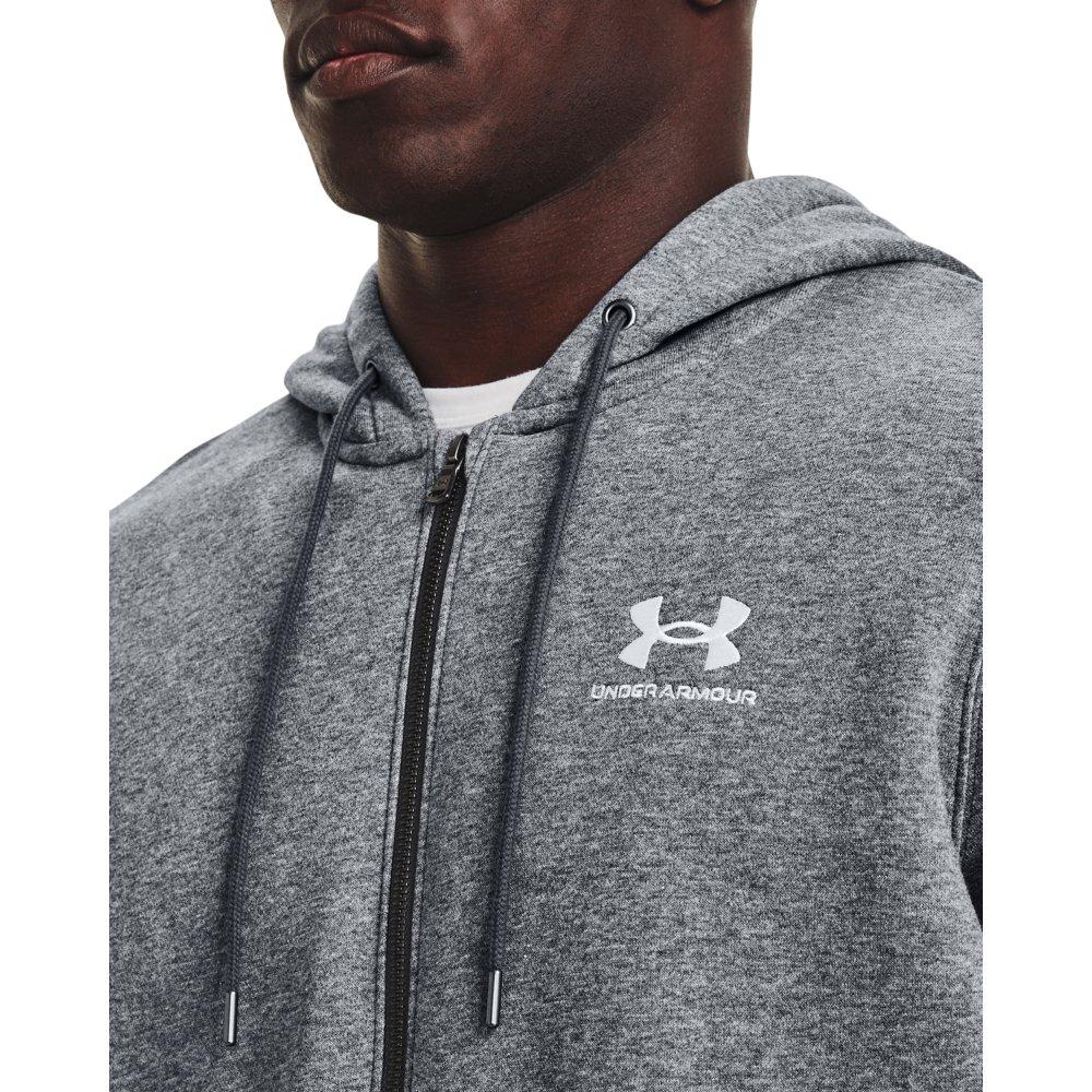 Under Armour Men's Essential Fleece Full-Zip Hoodie-Black - GREY Thumbnail View 4