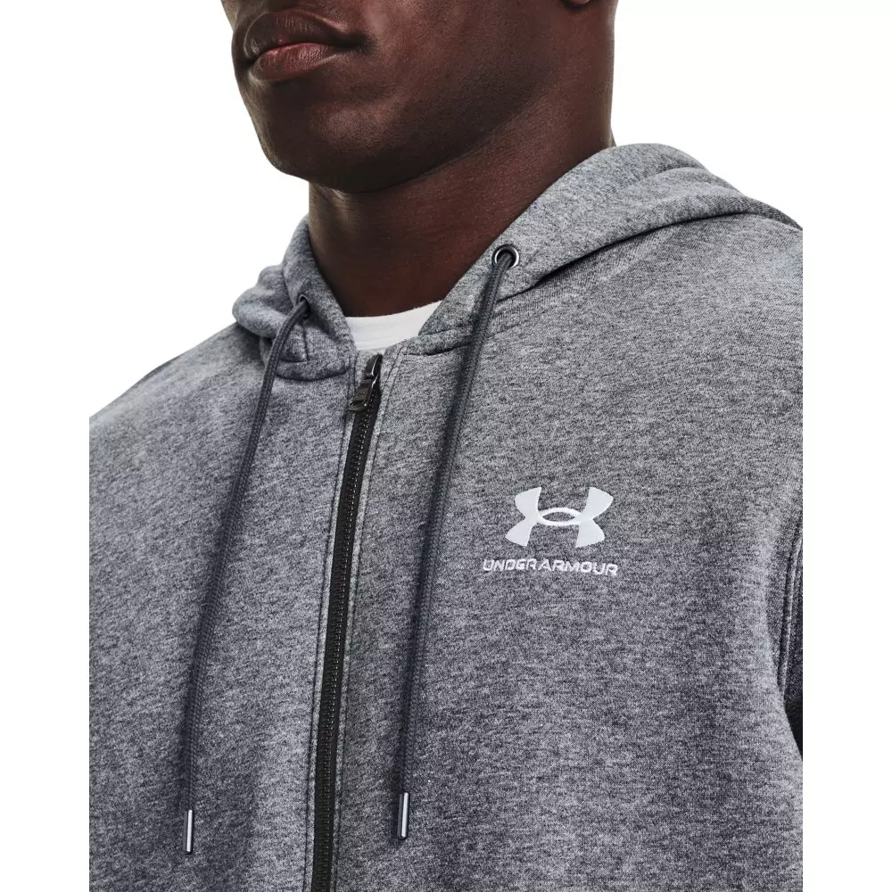 Under Armour Men's Essential Fleece Full-Zip Hoodie-Black - GREY
