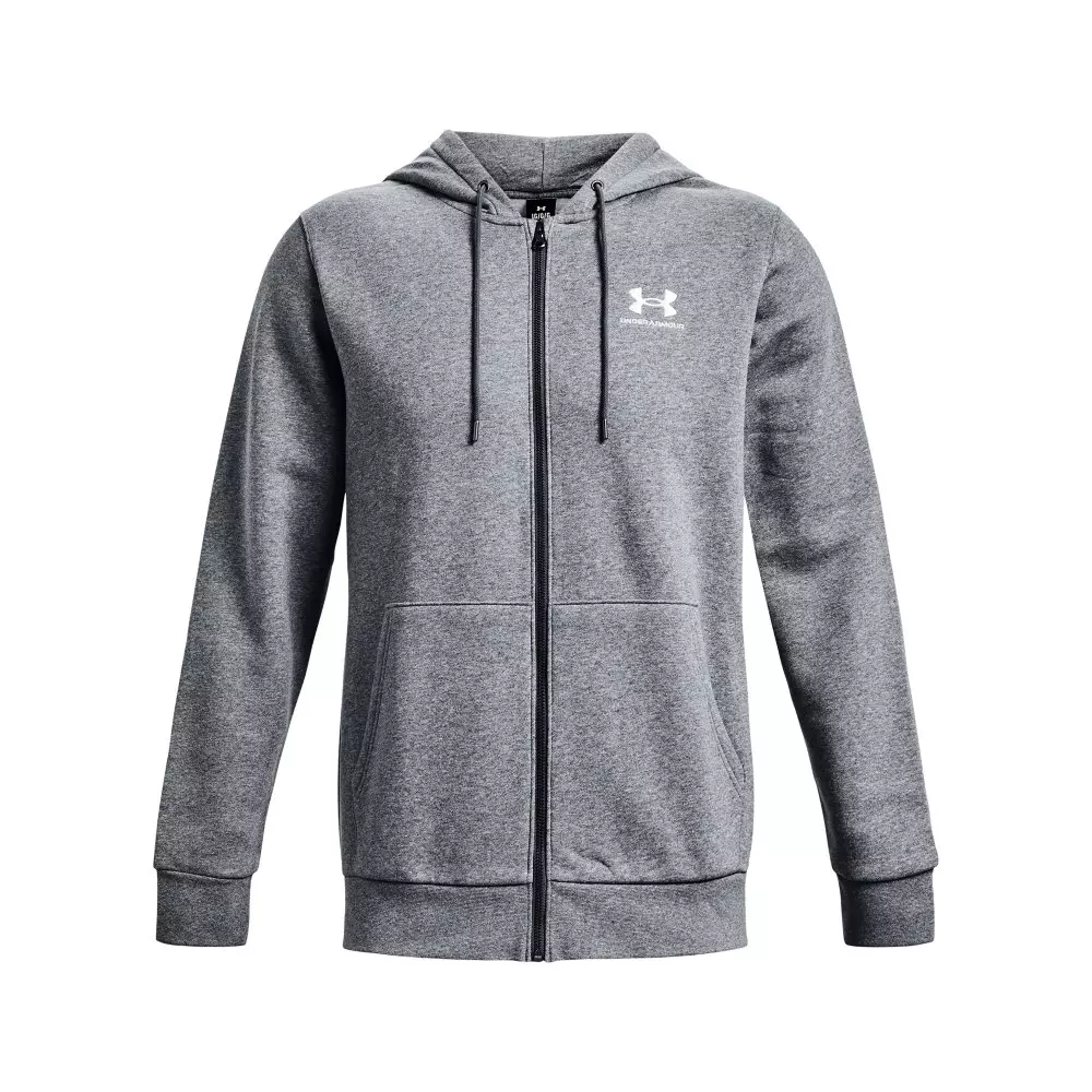 Under Armour Men's Essential Fleece Full-Zip Hoodie-Black - GREY