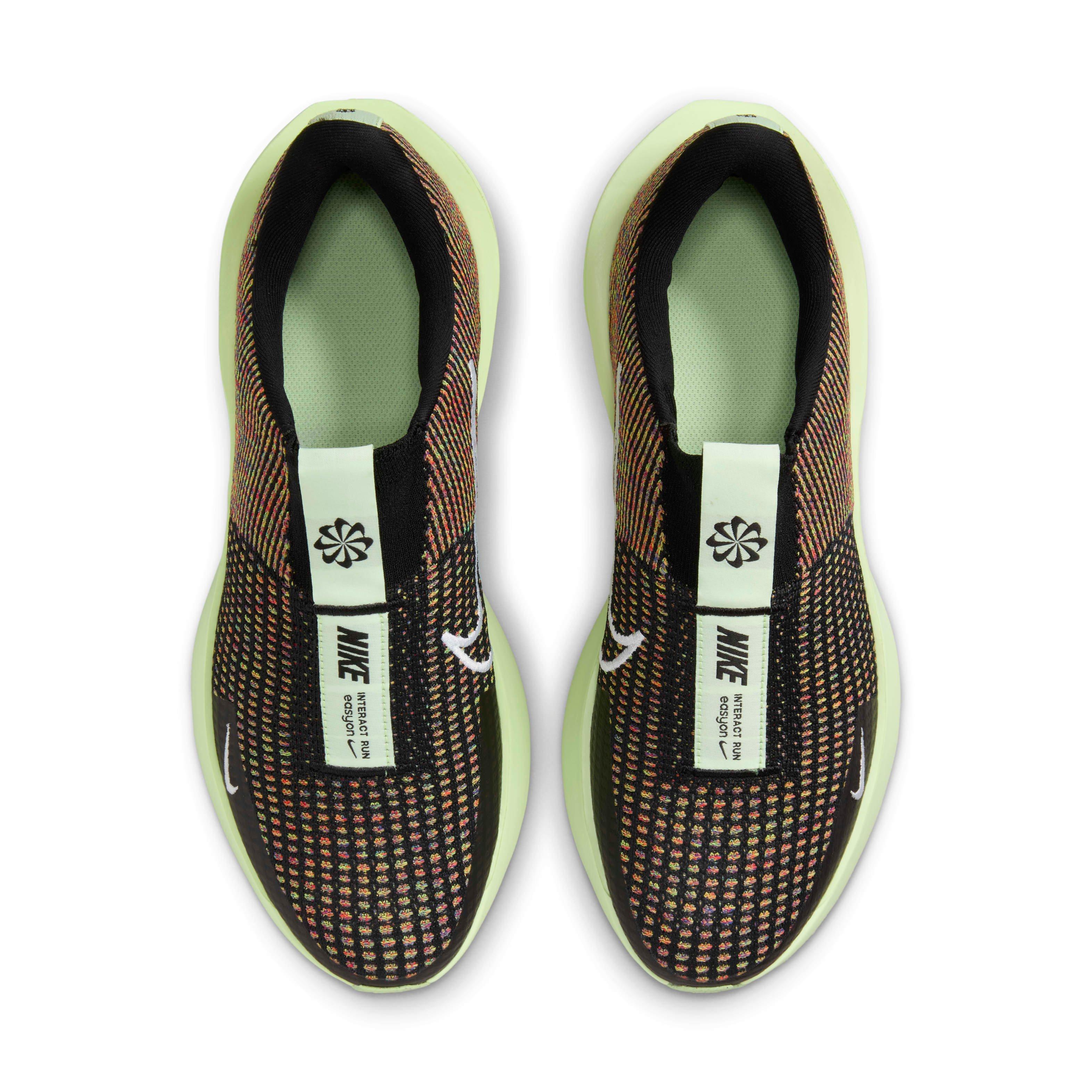 Nike Interact Run EasyOn "Black/Barely Volt/Multi-Color/White" Men's Running Shoe - BLACK/VOLT/MULTI-COLOR/WHITE Thumbnail View 4