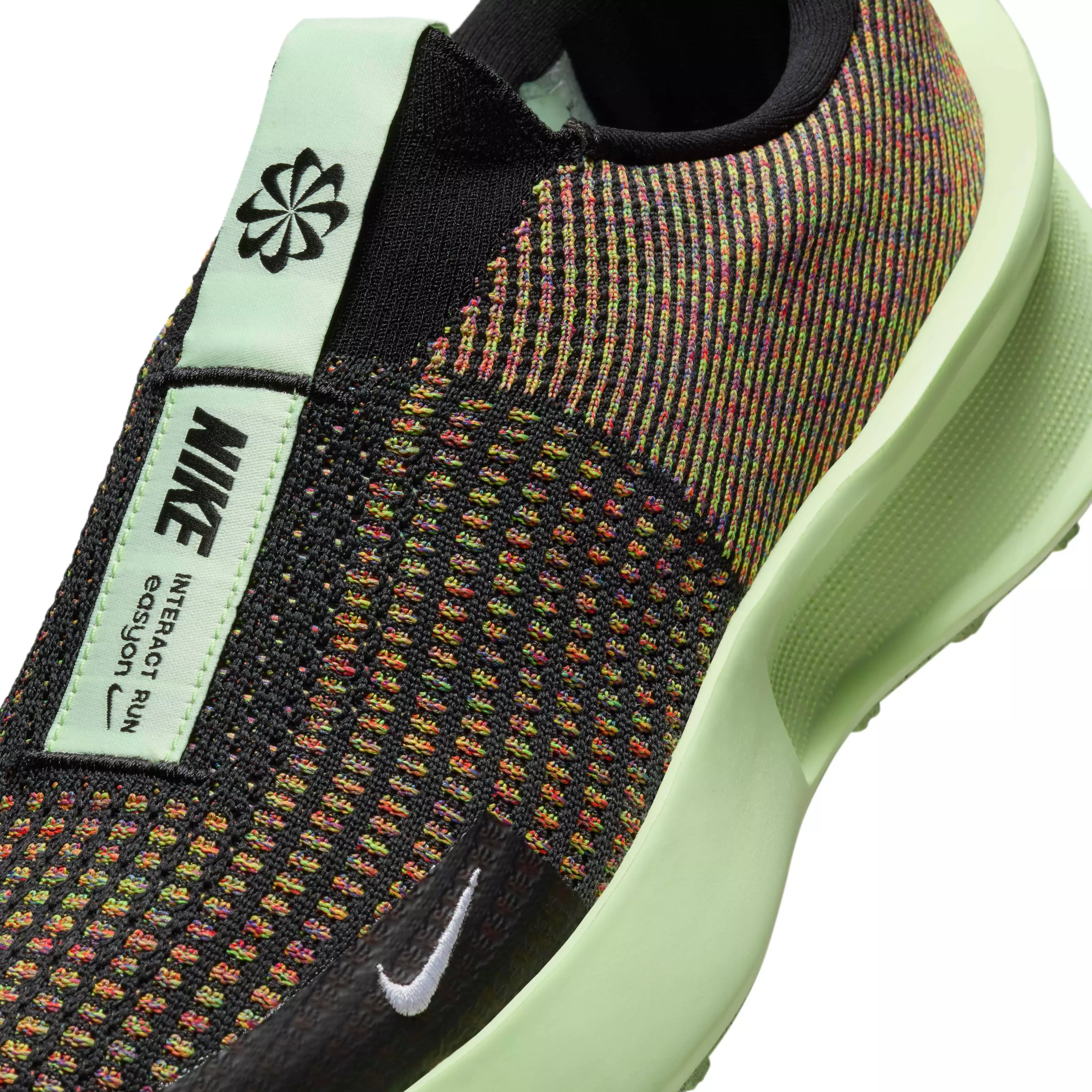 Nike Interact Run EasyOn "Black/Barely Volt/Multi-Color/White" Men's Running Shoe - BLACK/VOLT/MULTI-COLOR/WHITE