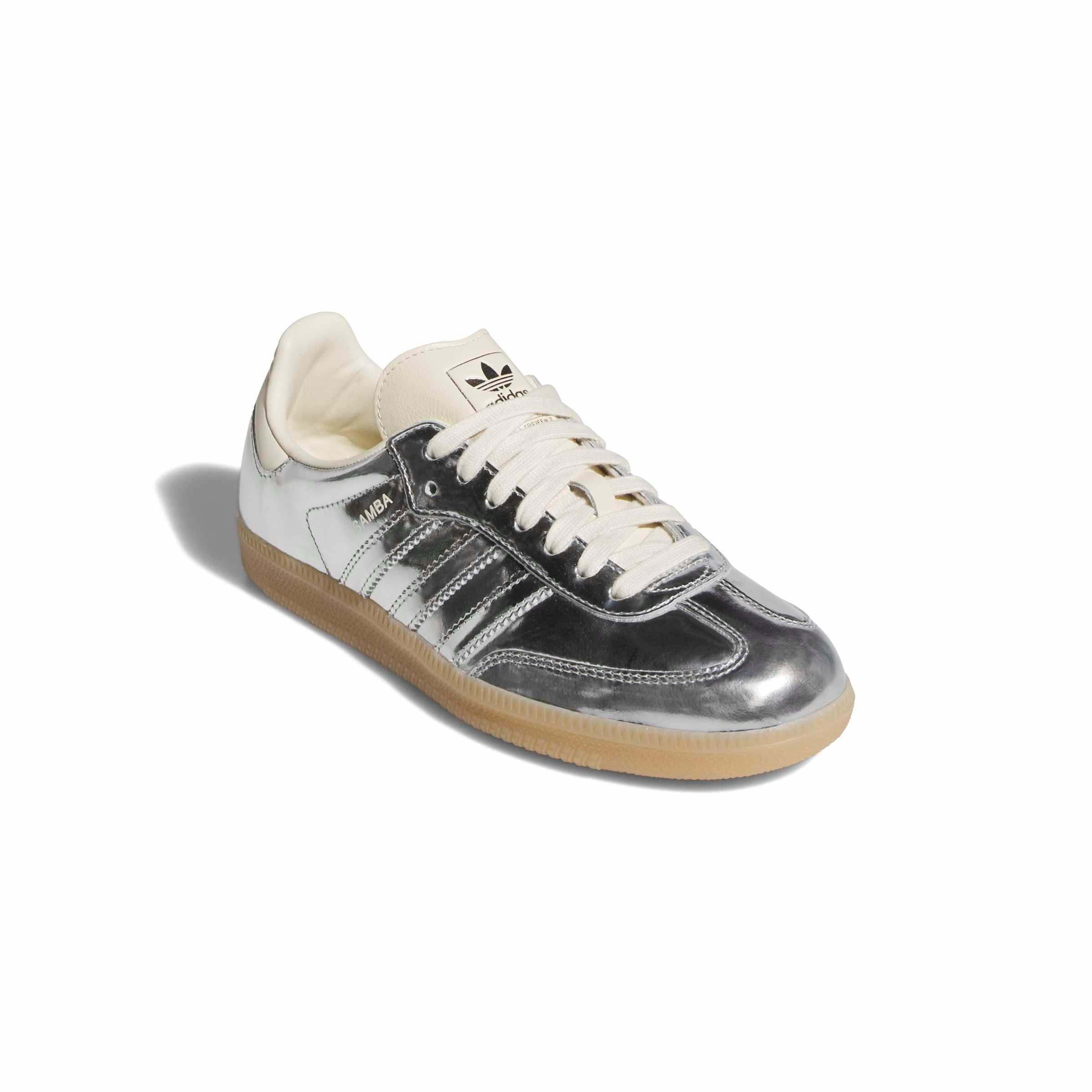 adidas Originals Samba OG "Silver Metallic/Silver Metallic/Gum 5" Women's Shoe - SILVER/SILVER/GUM Thumbnail View 3