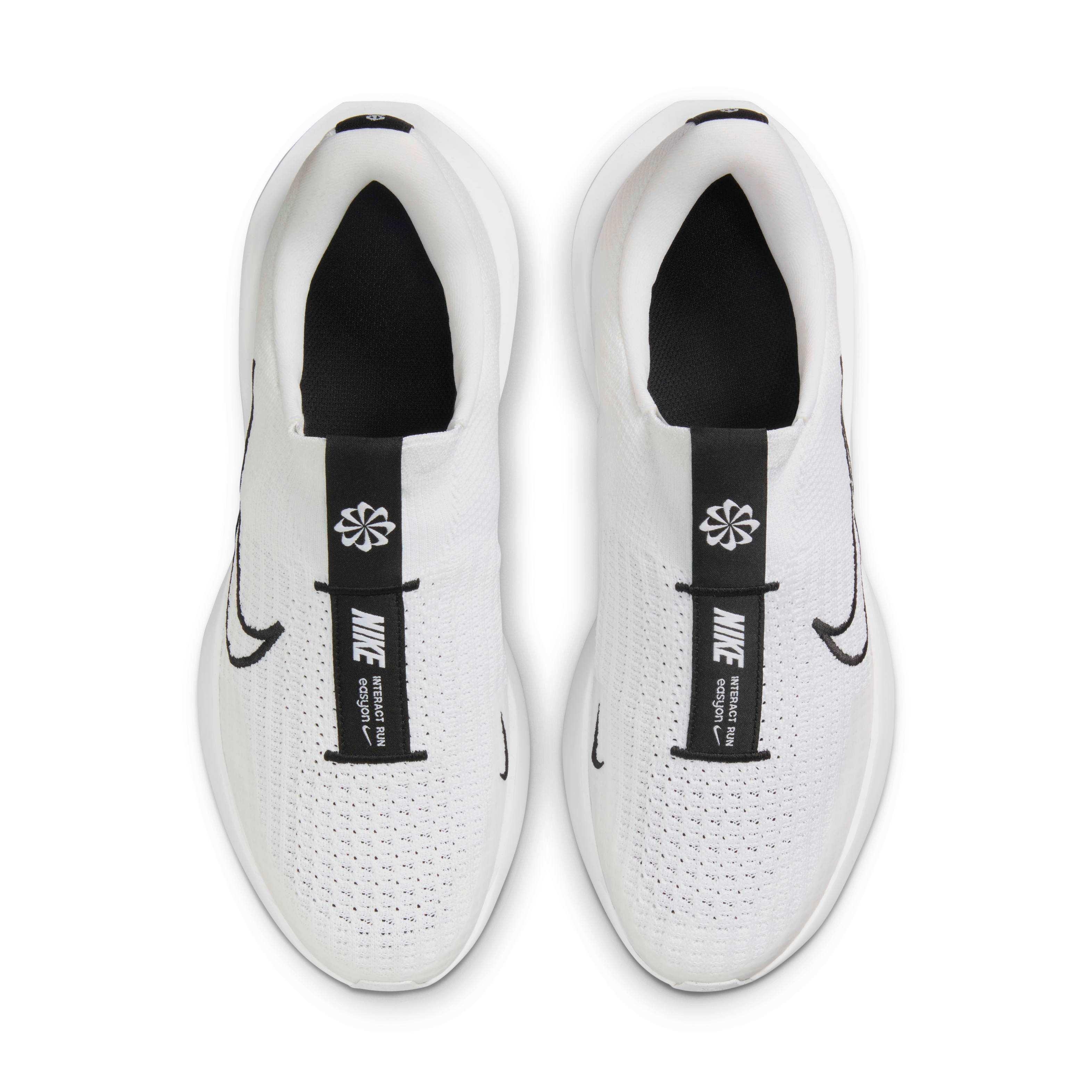 Nike Interact Run EasyOn "White/White/Black" Men's Running Shoe - WHITE/WHITE/BLACK Thumbnail View 4