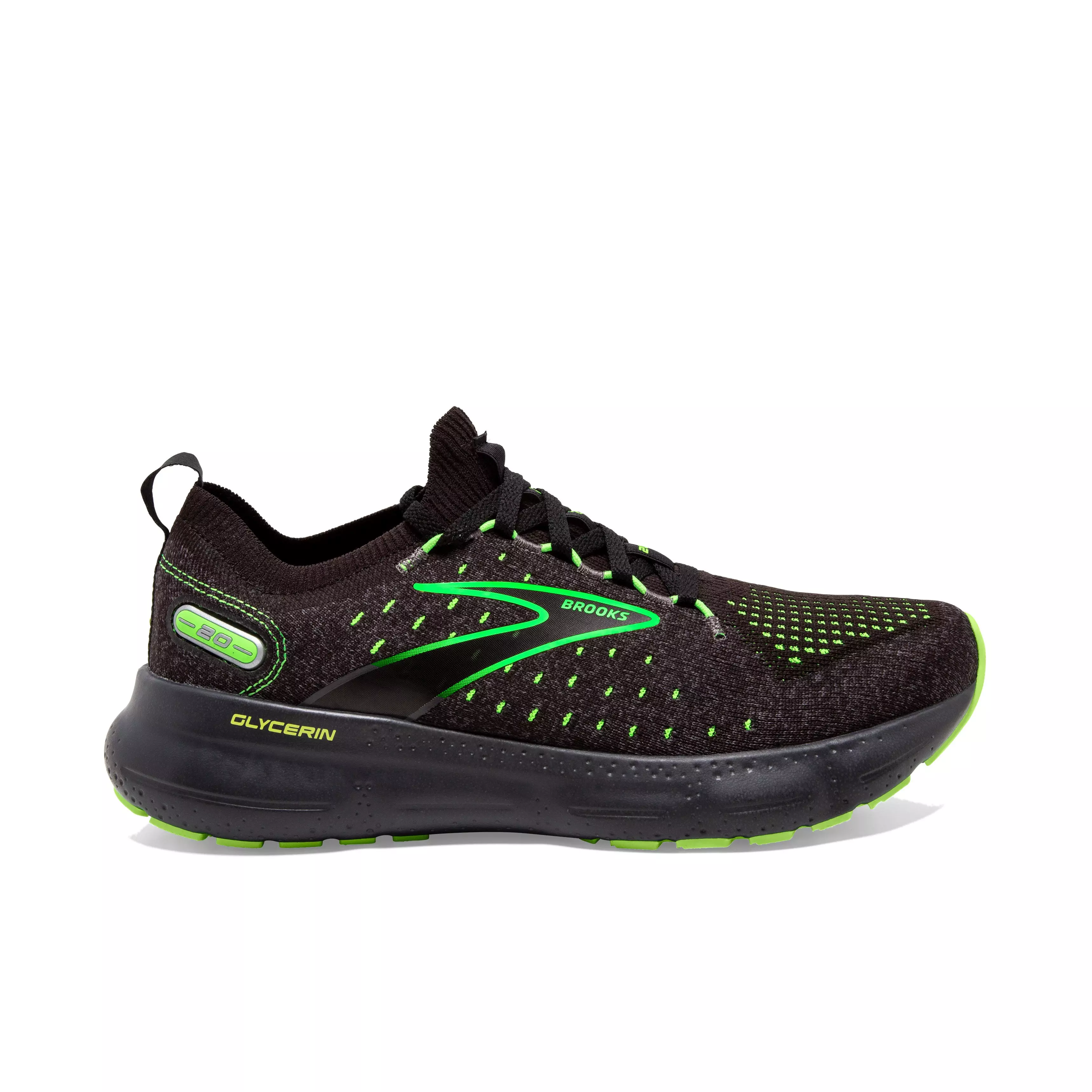Brooks Glycerin StealthFit 20 "Black/Pearl/Green Gecko" Men's Running Shoe - BLACK/PEARL/GREEN