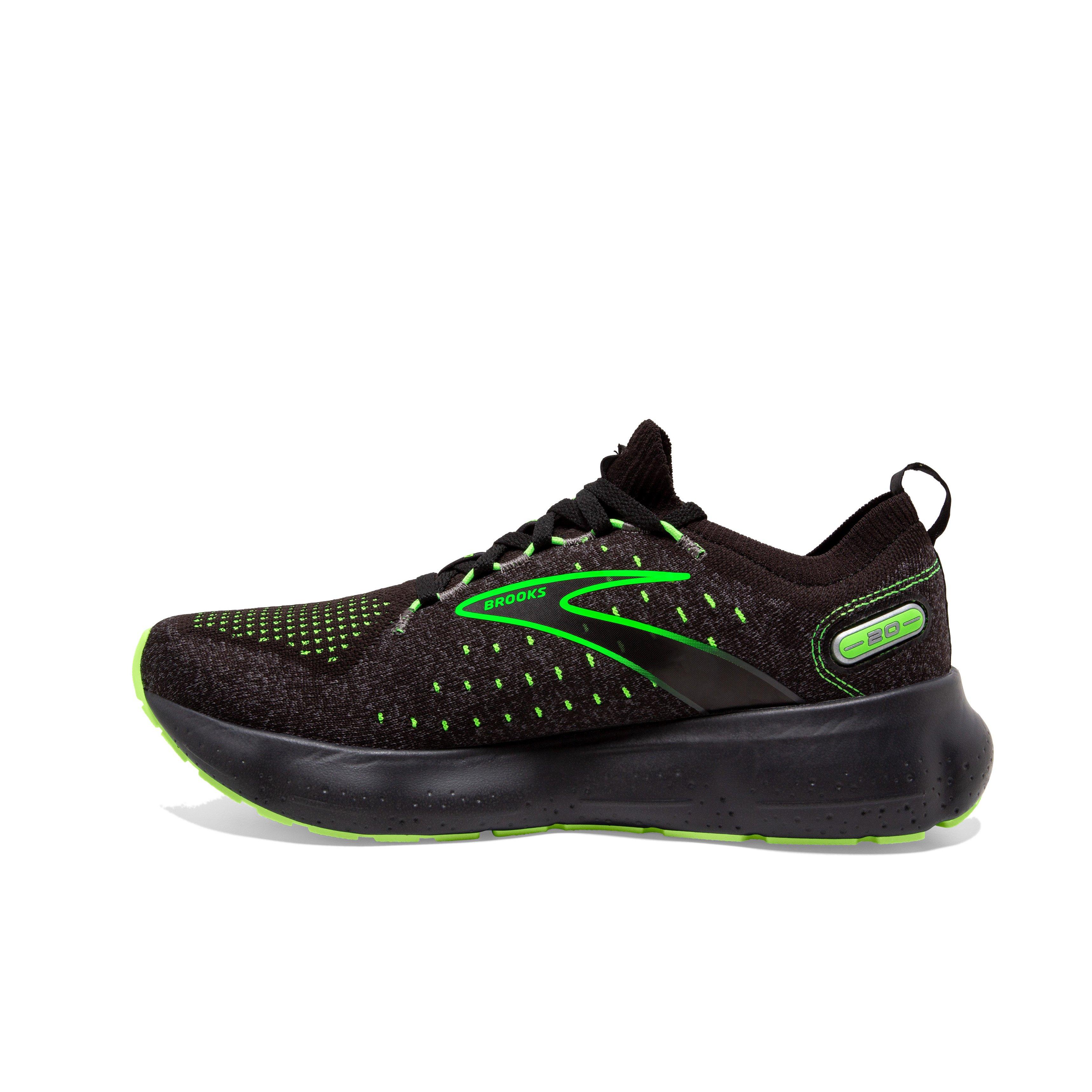  Brooks Men's Glycerin StealthFit 20 Neutral Running Shoe -  Black/Pearl/Green Gecko - 7 Medium