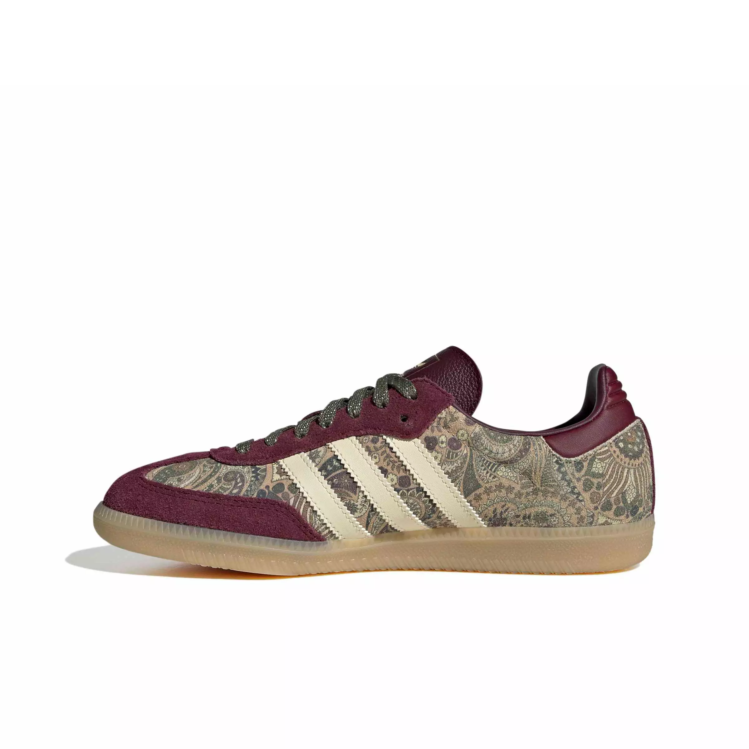 adidas Originals Liberty London Samba OG "Maroon/Warm Vanilla/Olive Strata" Women's Shoe - MAROON/VANILLA/OLIVE