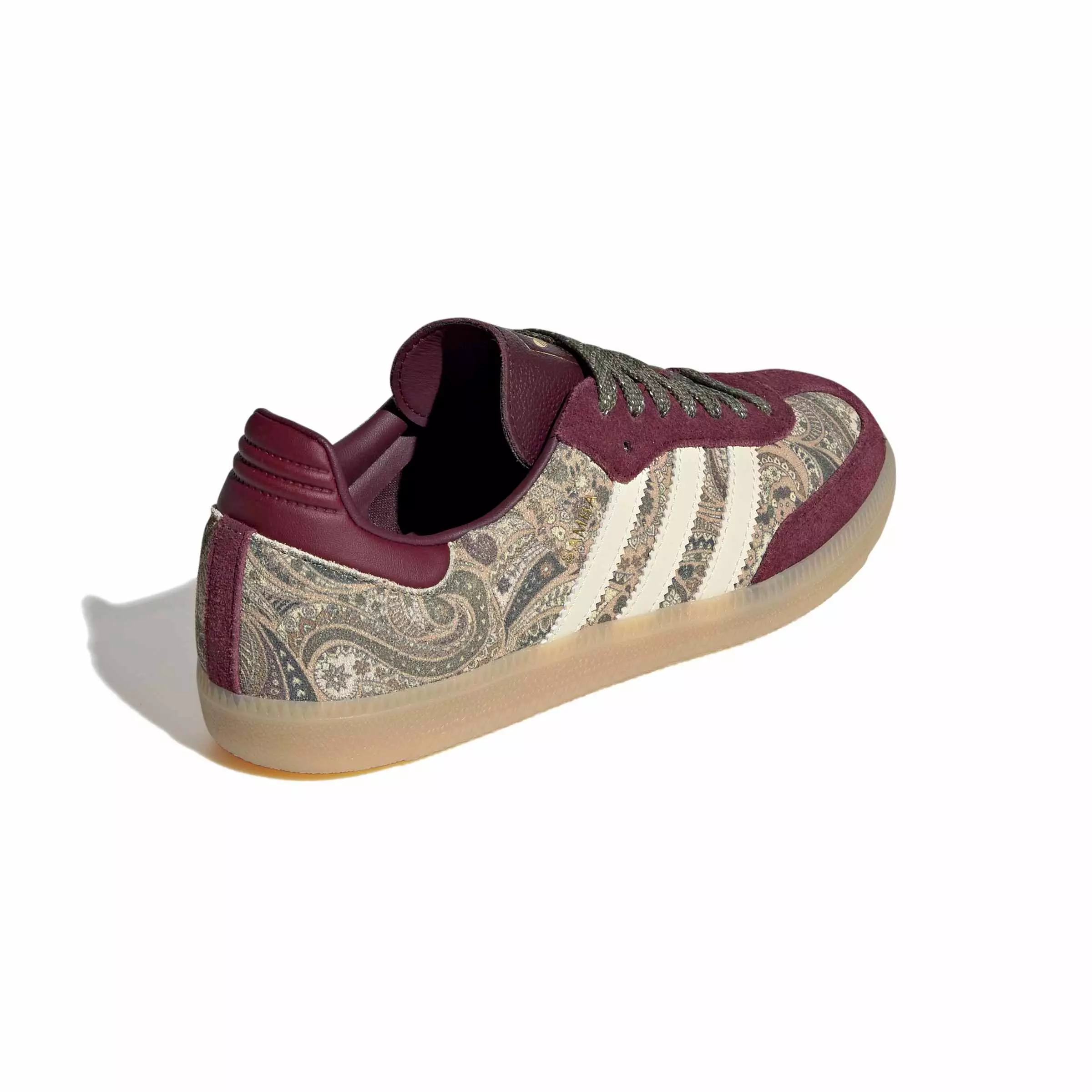 adidas Originals Liberty London Samba OG "Maroon/Warm Vanilla/Olive Strata" Women's Shoe - MAROON/VANILLA/OLIVE