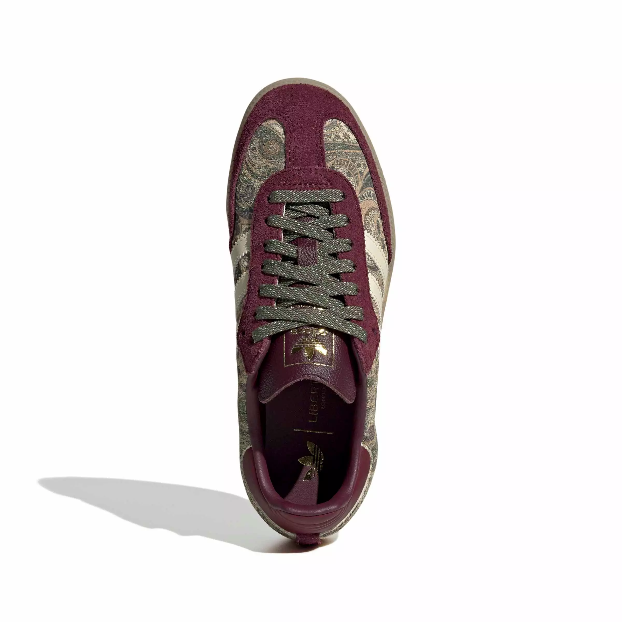 adidas Originals Liberty London Samba OG "Maroon/Warm Vanilla/Olive Strata" Women's Shoe - MAROON/VANILLA/OLIVE