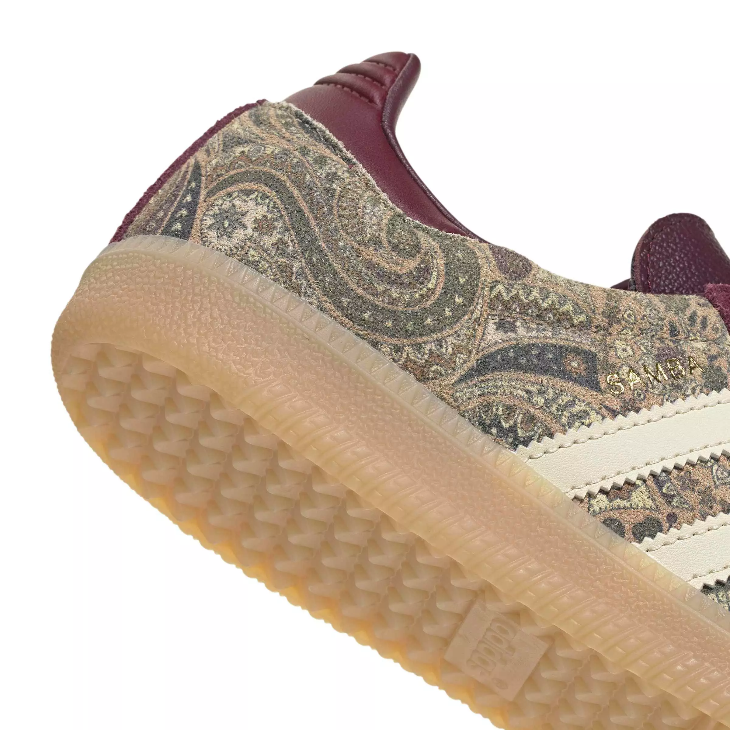 adidas Originals Liberty London Samba OG "Maroon/Warm Vanilla/Olive Strata" Women's Shoe - MAROON/VANILLA/OLIVE