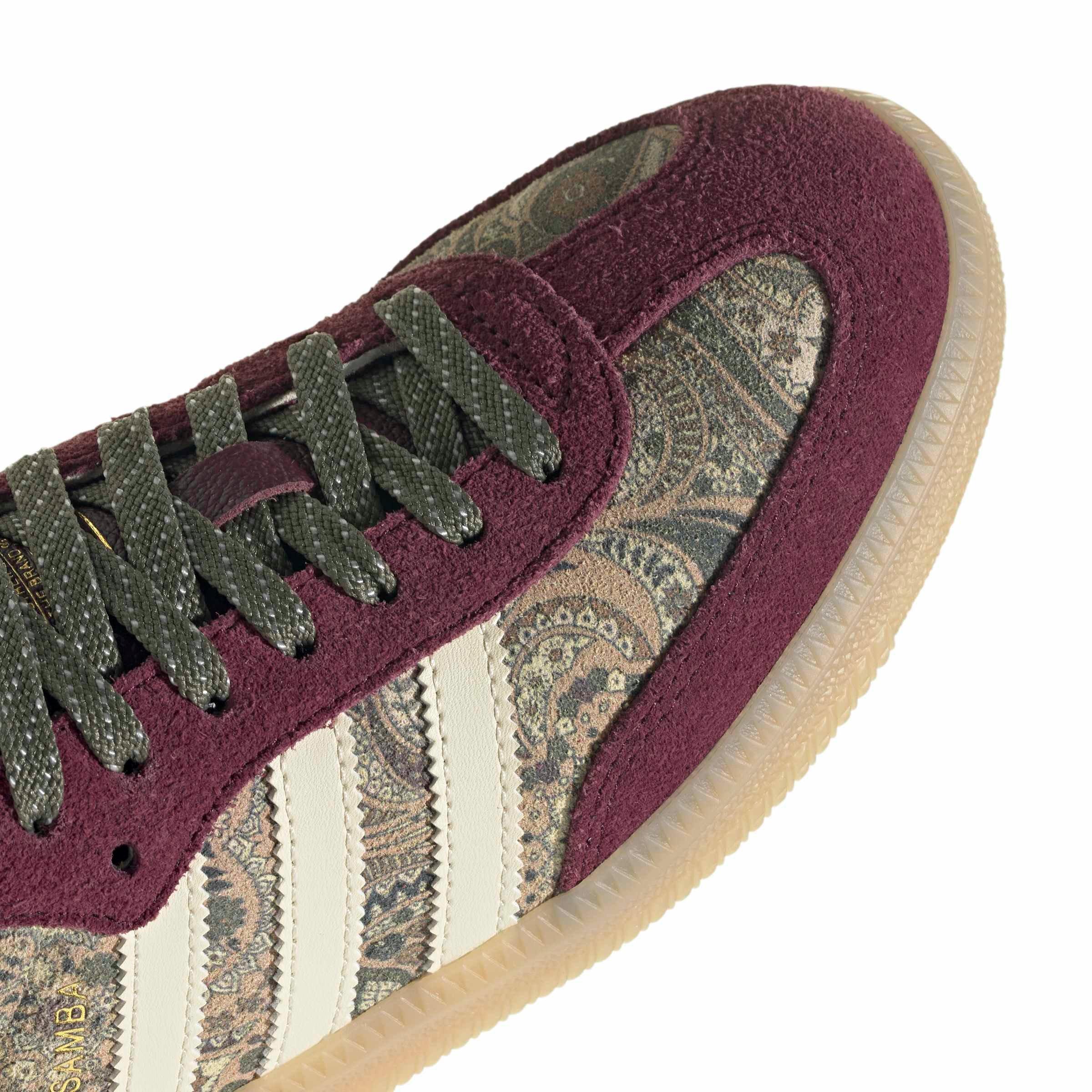 adidas Originals Liberty London Samba OG "Maroon/Warm Vanilla/Olive Strata" Women's Shoe - MAROON/VANILLA/OLIVE Thumbnail View 8