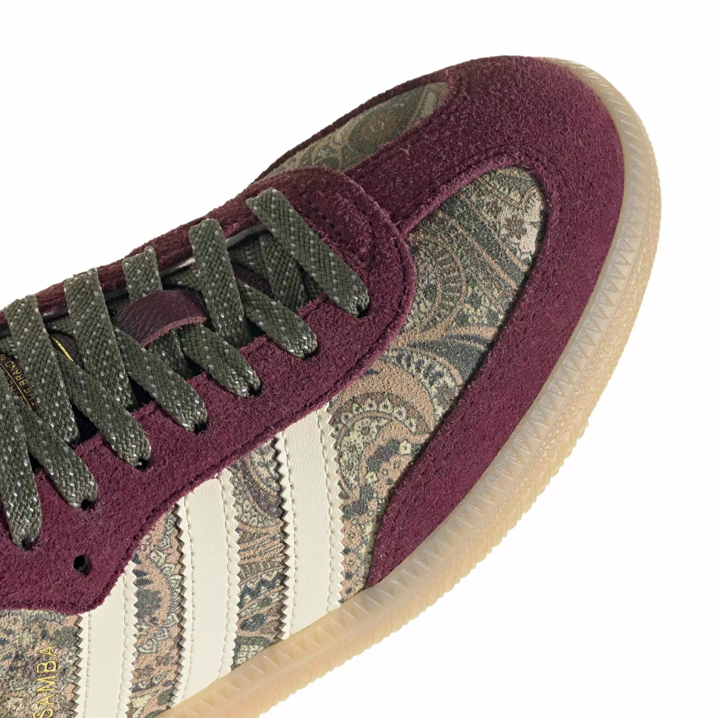 adidas Originals Liberty London Samba OG "Maroon/Warm Vanilla/Olive Strata" Women's Shoe - MAROON/VANILLA/OLIVE