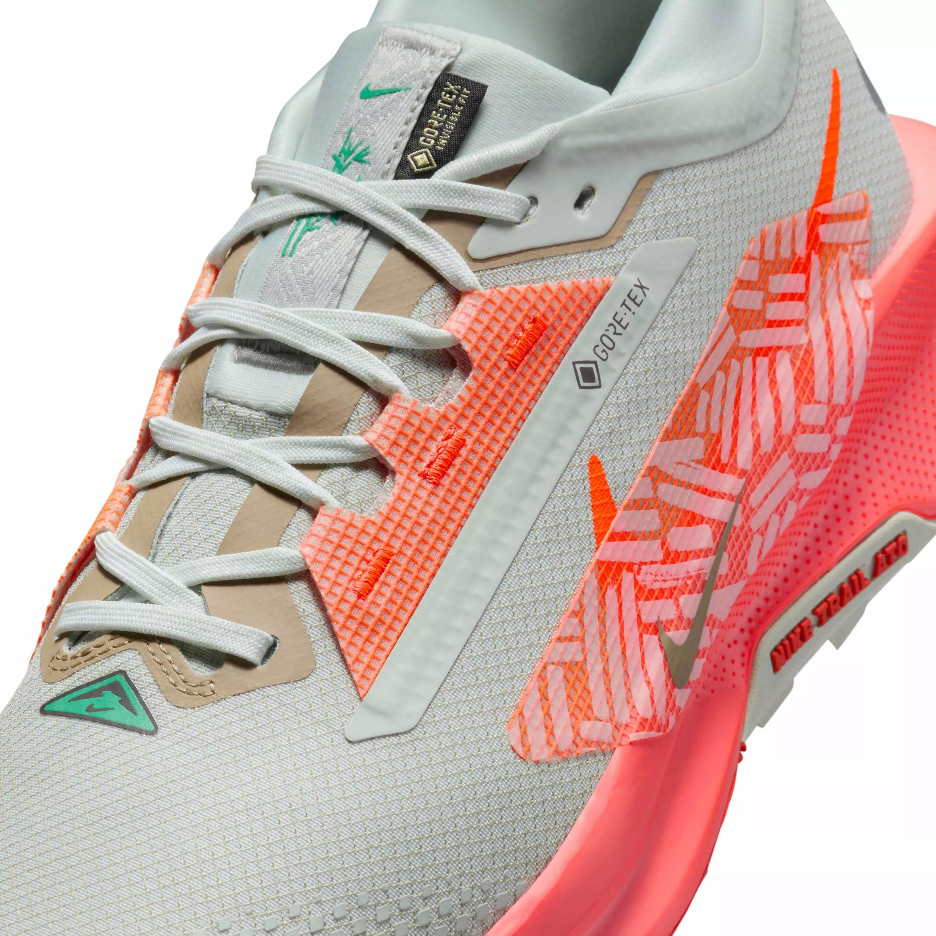 Nike Pegasus Trail 5 GORE-TEX "Light Silver/Light Wild Mango/Vintage Coral/Hyper Crimson" Men's Trail Running Shoe - LT SILVER/LT MANGO/CORAL/CRIMSON