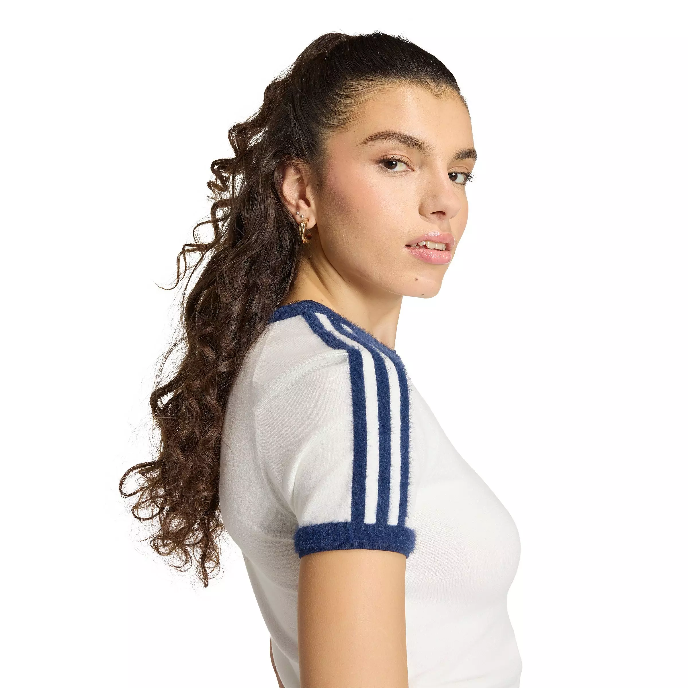 adidas Originals Women's adicolor Knit T-Shirt - White/Navy - WHITE/NAVY