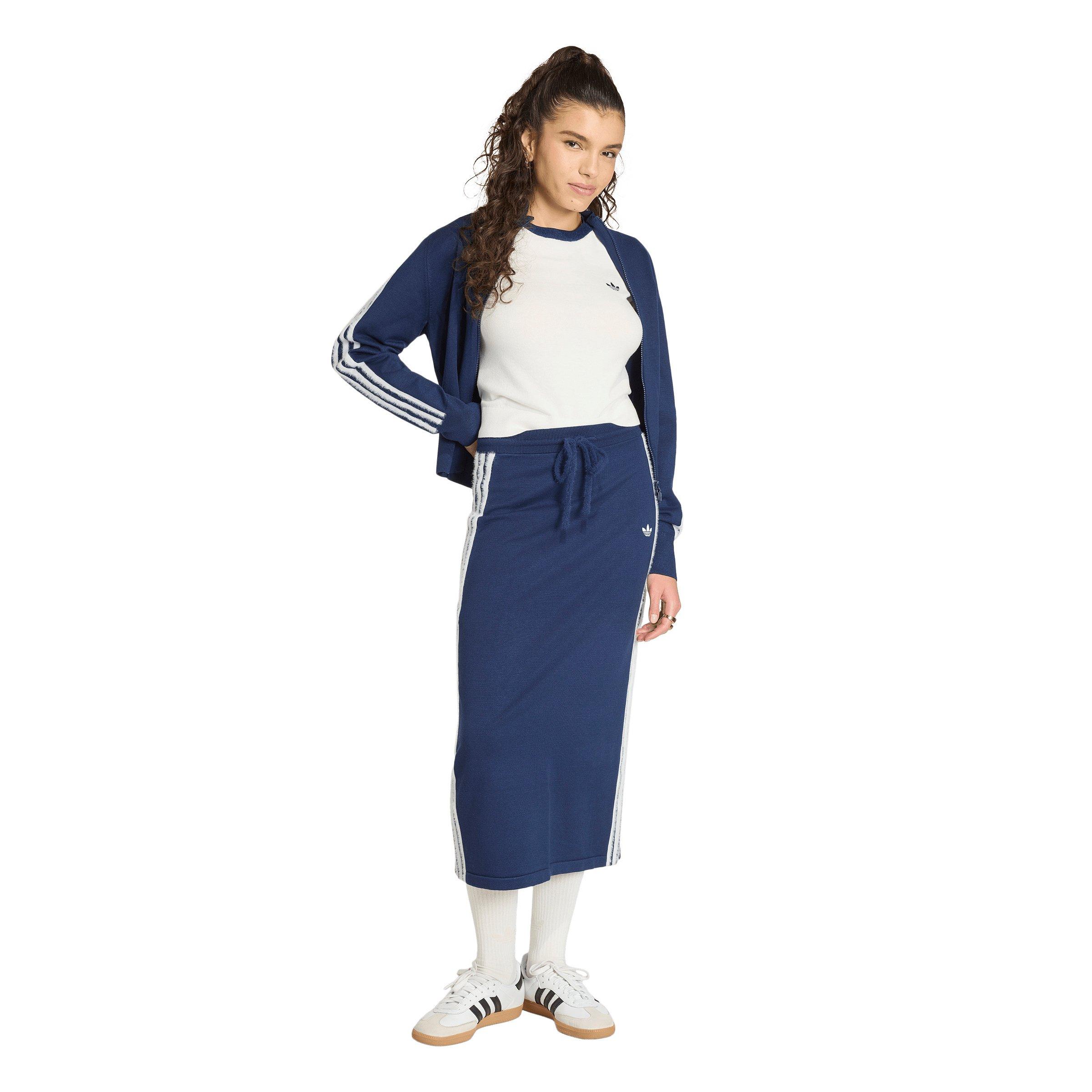 adidas Originals Women's adicolor Knit T-Shirt - White/Navy - WHITE/NAVY Thumbnail View 5