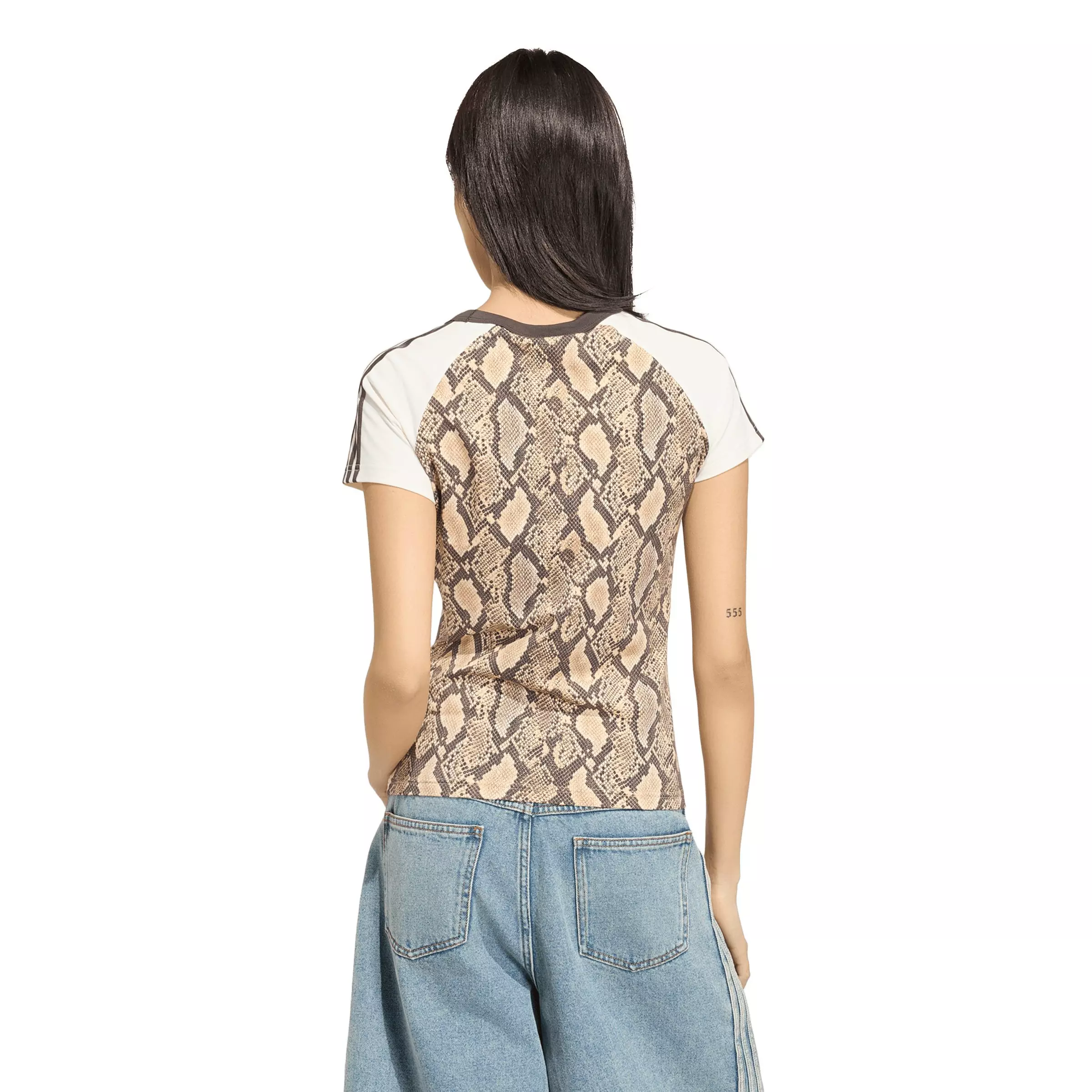 adidas Originals Women's Snake Print Cali Tee - Beige - BEIGE