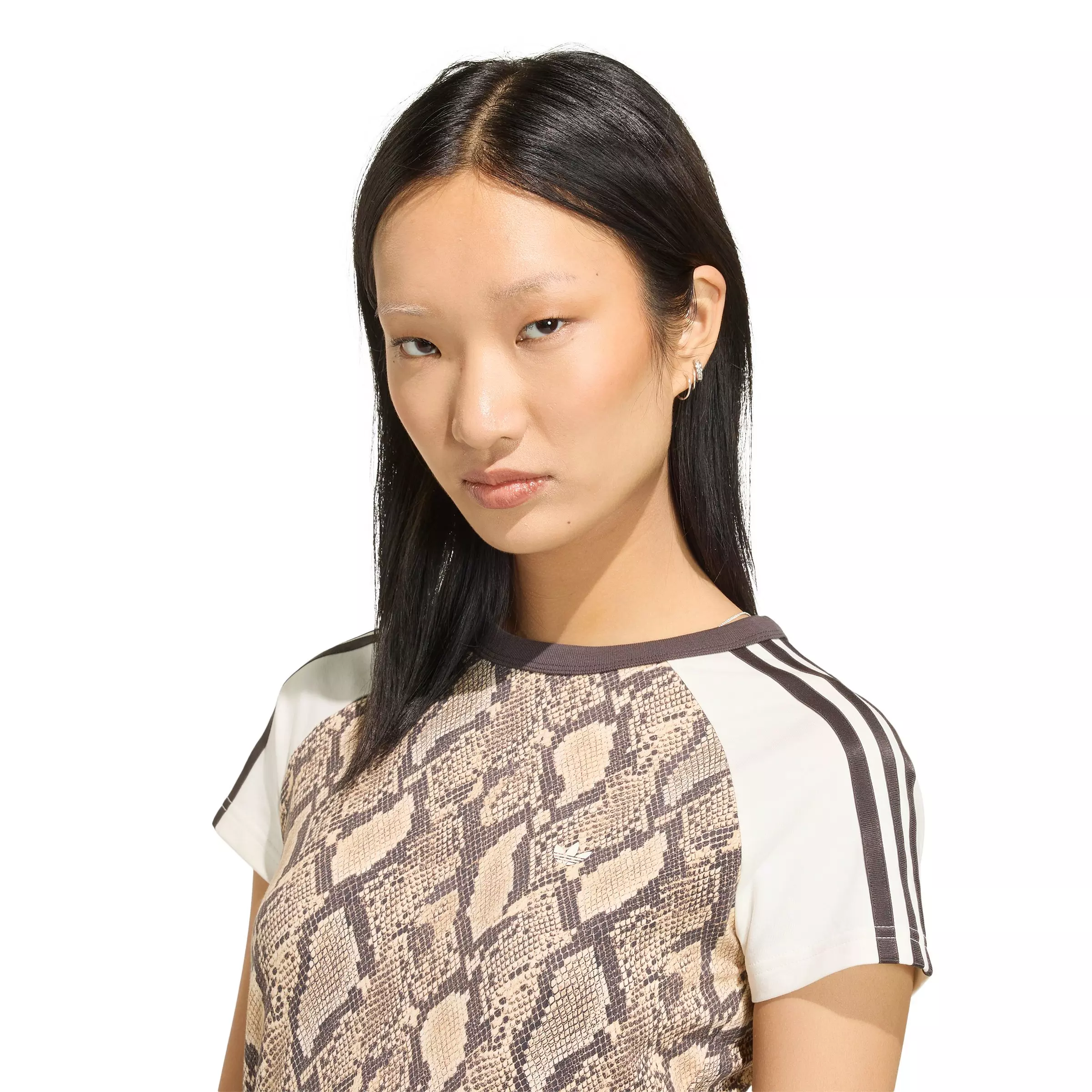 adidas Originals Women's Snake Print Cali Tee - Beige - BEIGE