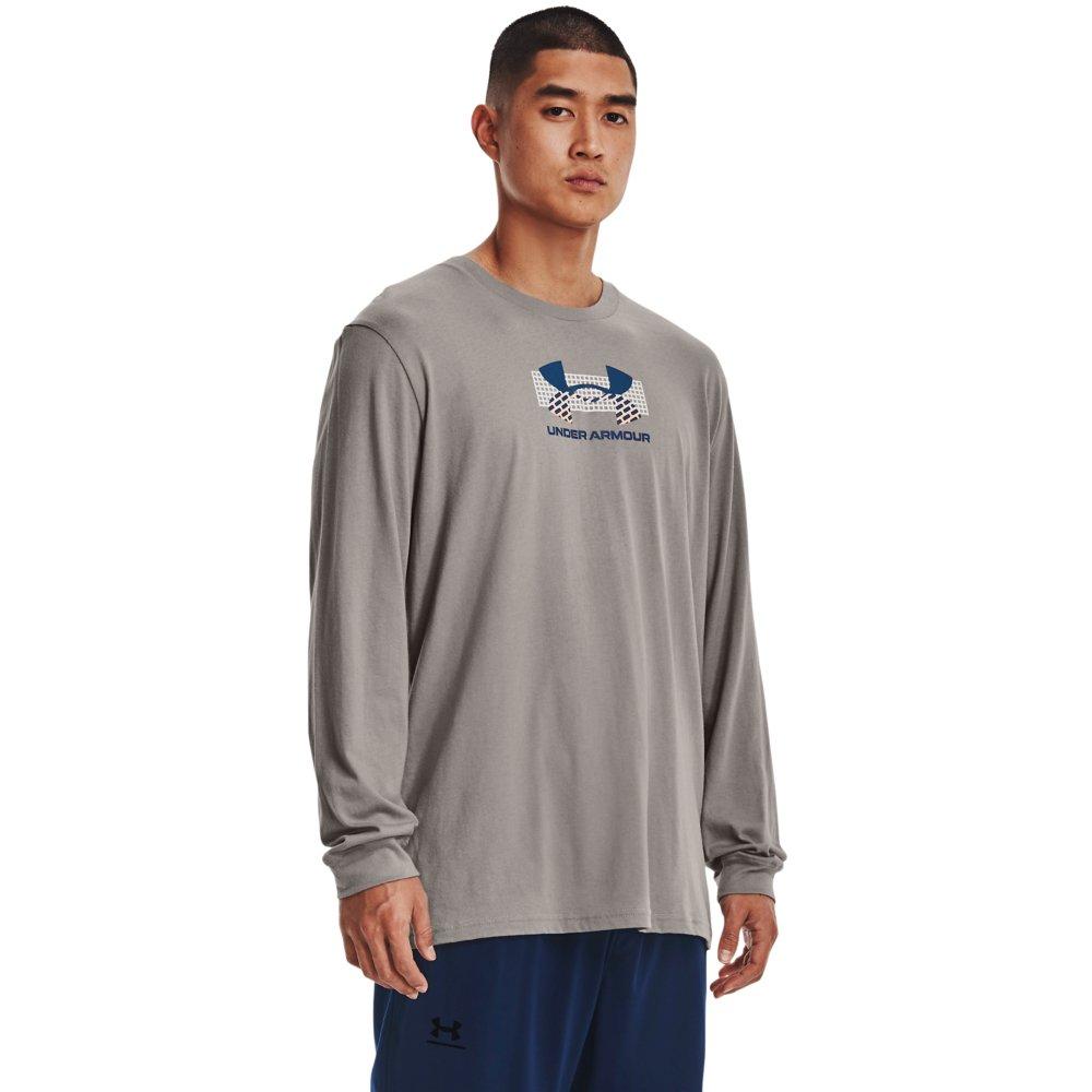 Under Armour Men's Grid Geometric Logo Long Sleeve T-Shirt-Grey - GREY Thumbnail View 1