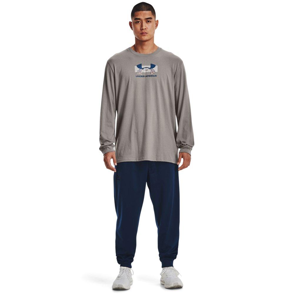 Under Armour Men's Grid Geometric Logo Long Sleeve T-Shirt-Grey - GREY Thumbnail View 3