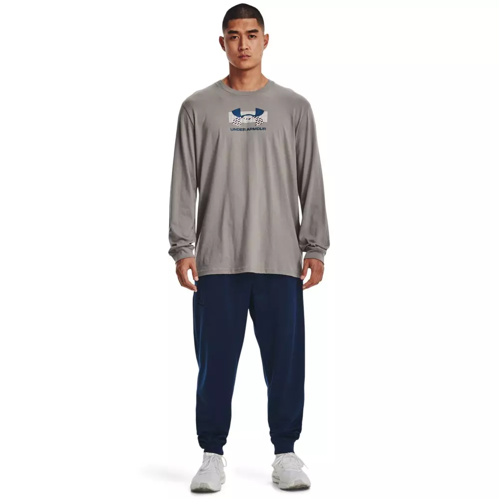 Under Armour Men's Grid Geometric Logo Long Sleeve T-Shirt-Grey - GREY