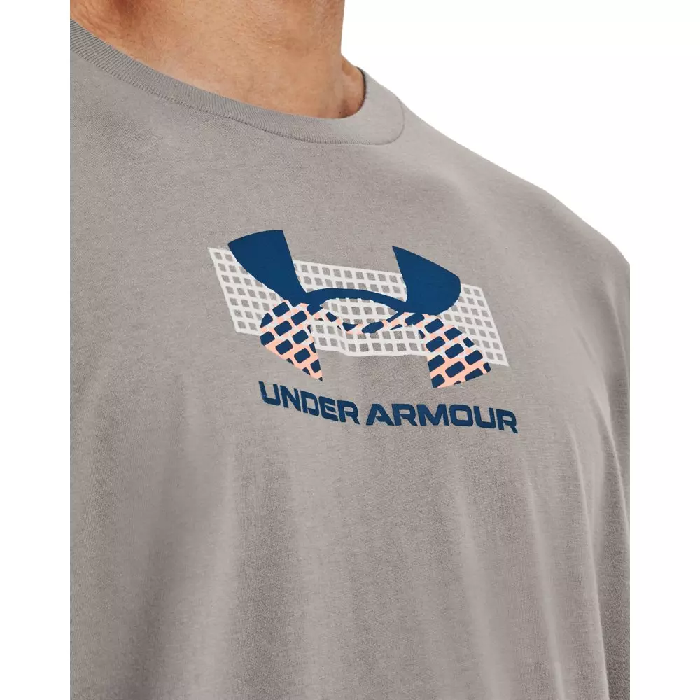 Under Armour Men's Grid Geometric Logo Long Sleeve T-Shirt-Grey - GREY