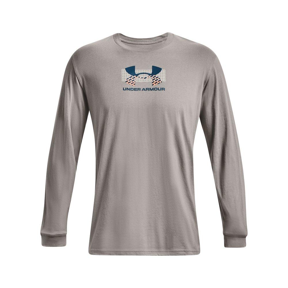 Under Armour Men's Grid Geometric Logo Long Sleeve T-Shirt-Grey - GREY Thumbnail View 5