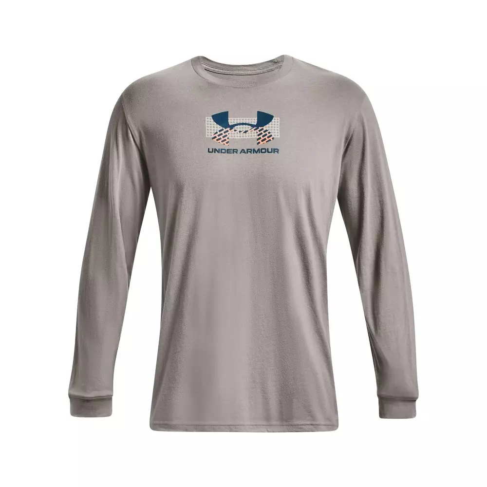 Under Armour Men's Grid Geometric Logo Long Sleeve T-Shirt-Grey - GREY