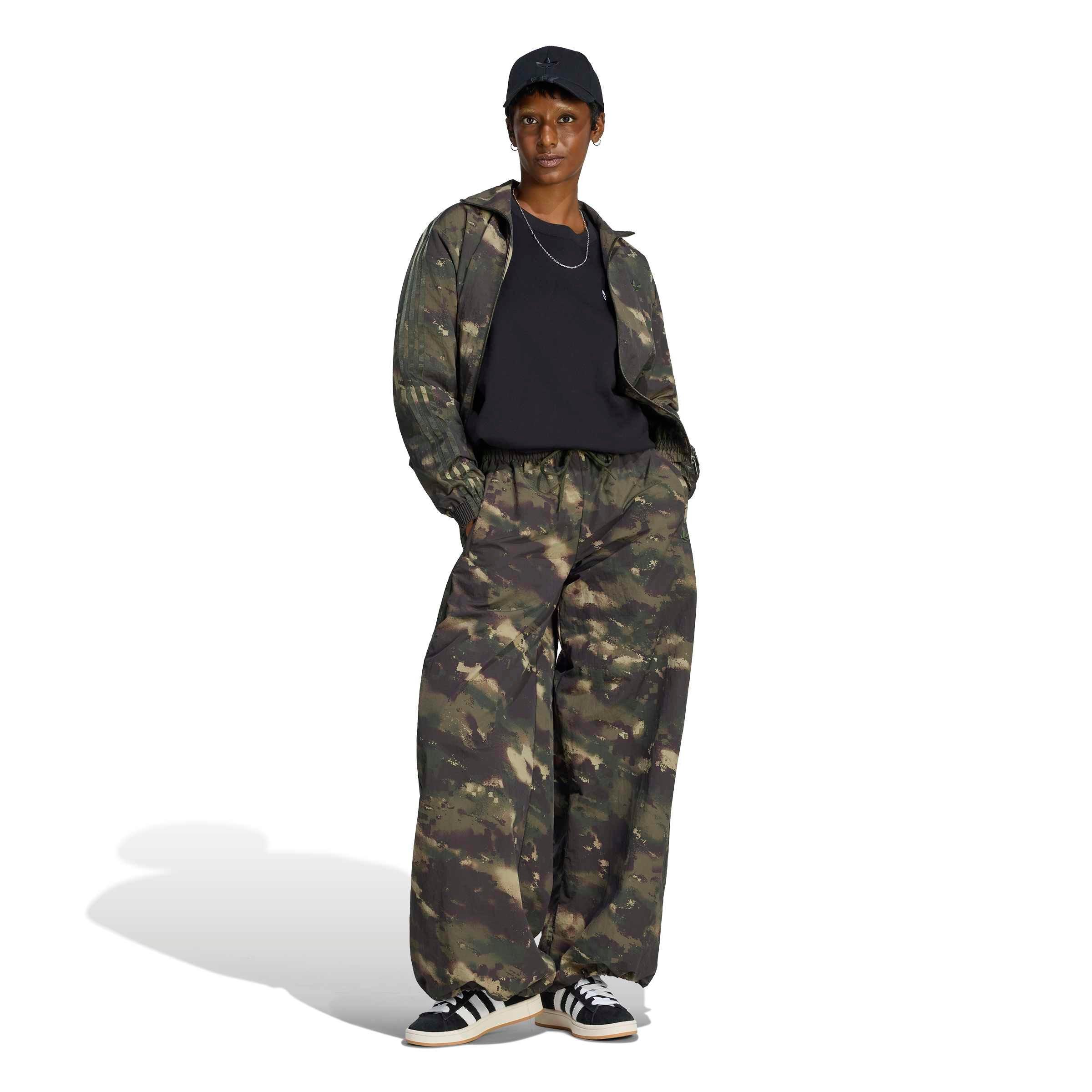 adidas Originals Women's Camouflage Loose Track Jacket - Green/Brown - GREEN/BROWN