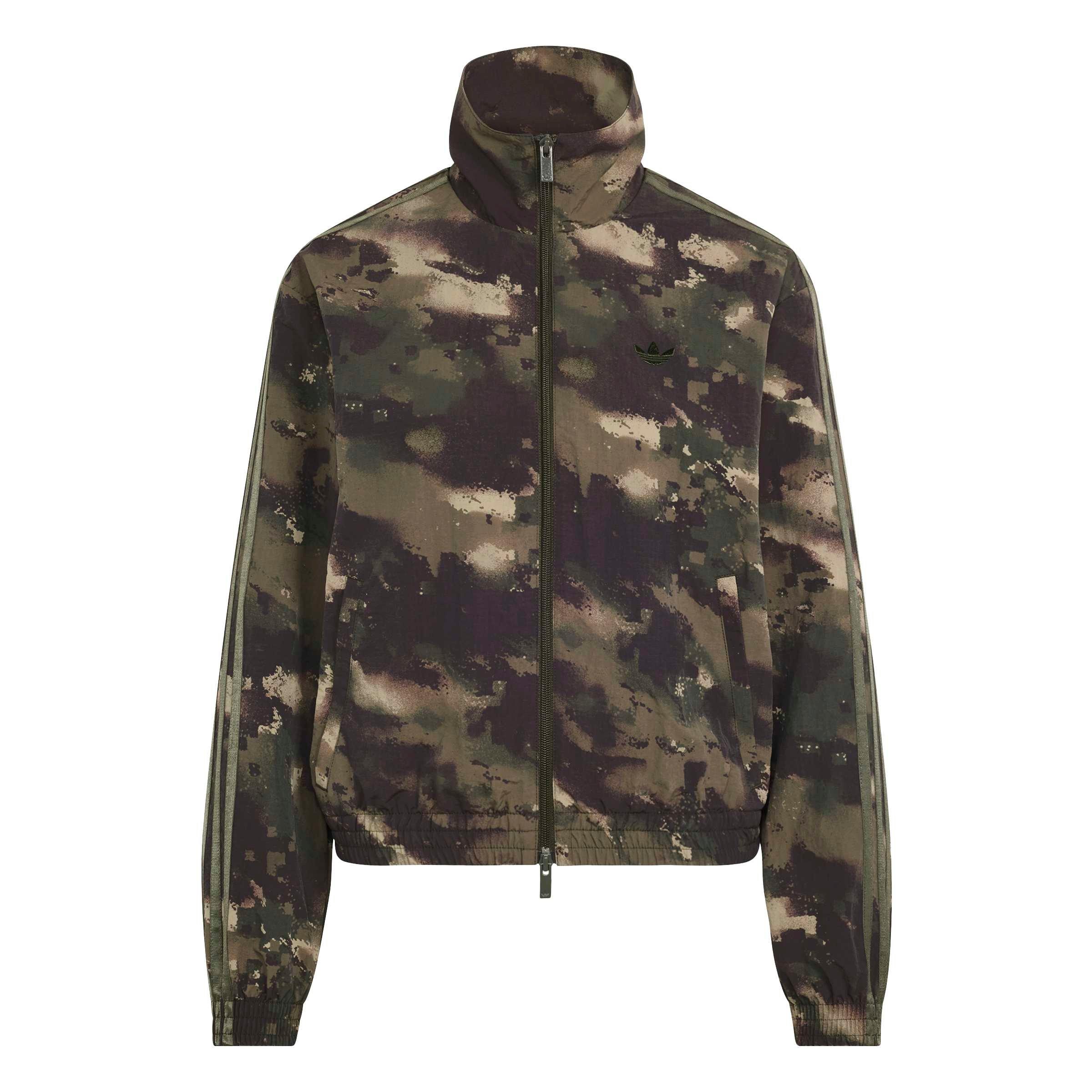 adidas Originals Women's Camouflage Loose Track Jacket - Green/Brown - GREEN/BROWN
