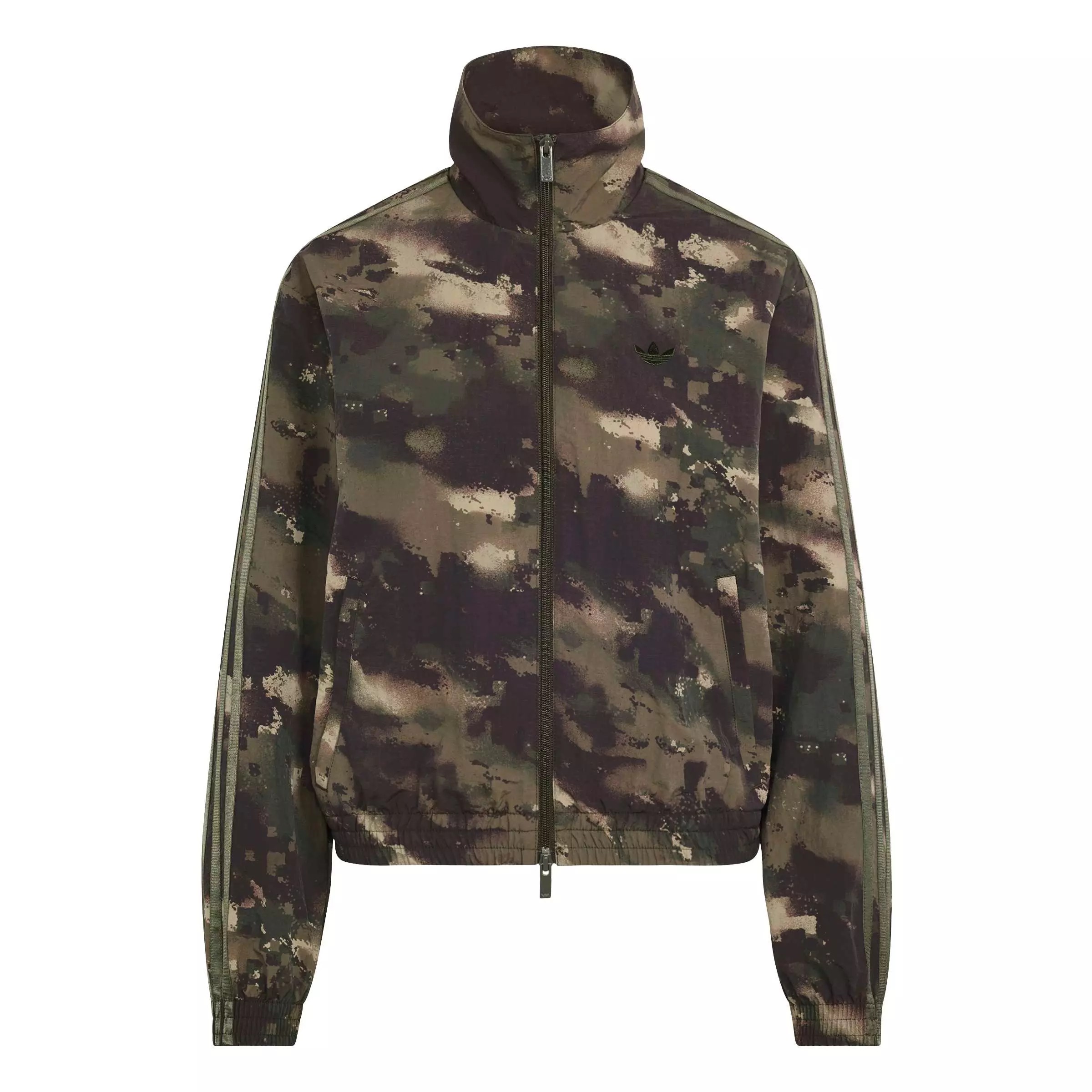 adidas Originals Women's Camouflage Loose Track Jacket - Green/Brown - GREEN/BROWN