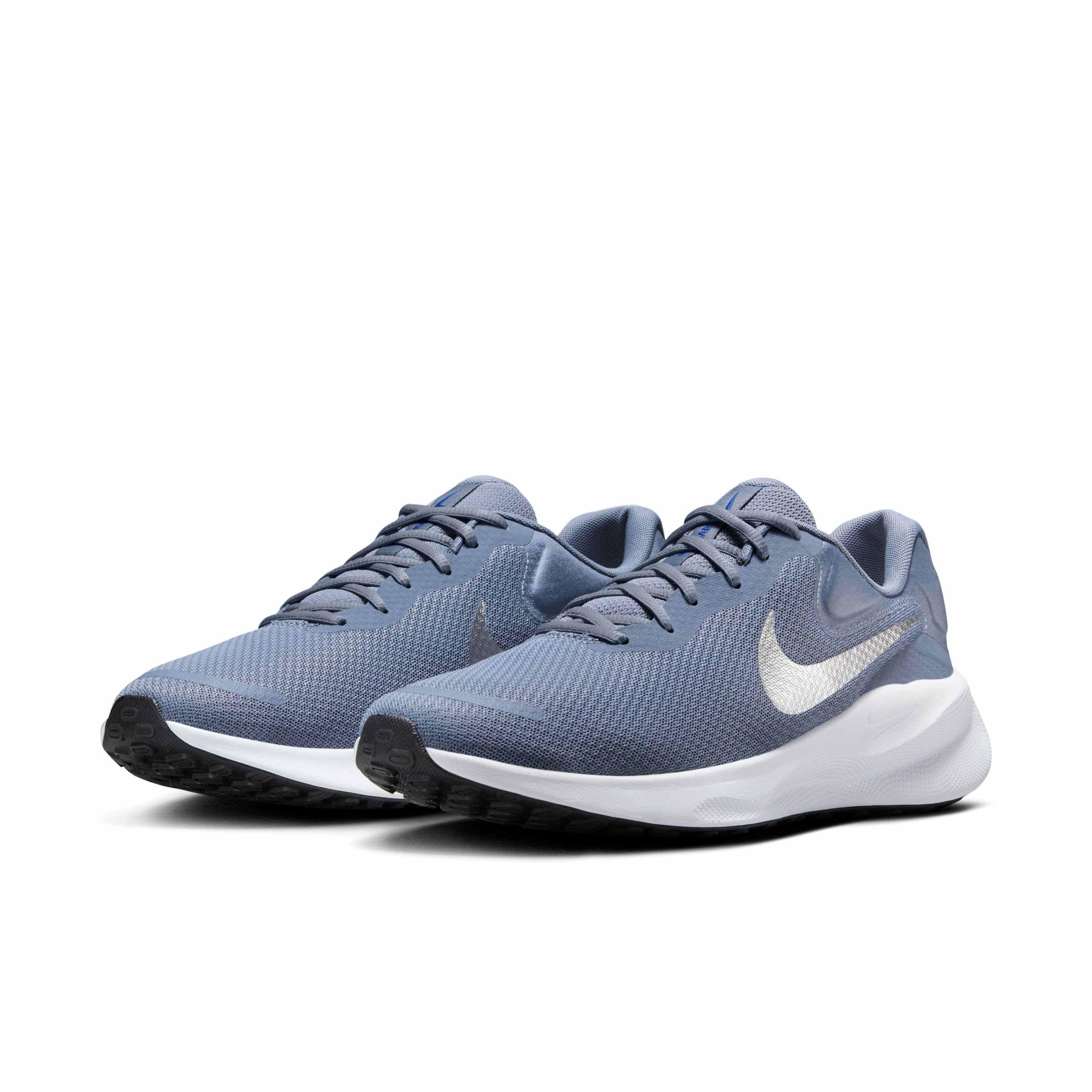 Nike Revolution 7 "Ashen Slate/White/Hyper Royal/Metallic Silver" Men's Running Shoe - SLATE/WHITE/ROYAL/SILVER Thumbnail View 3