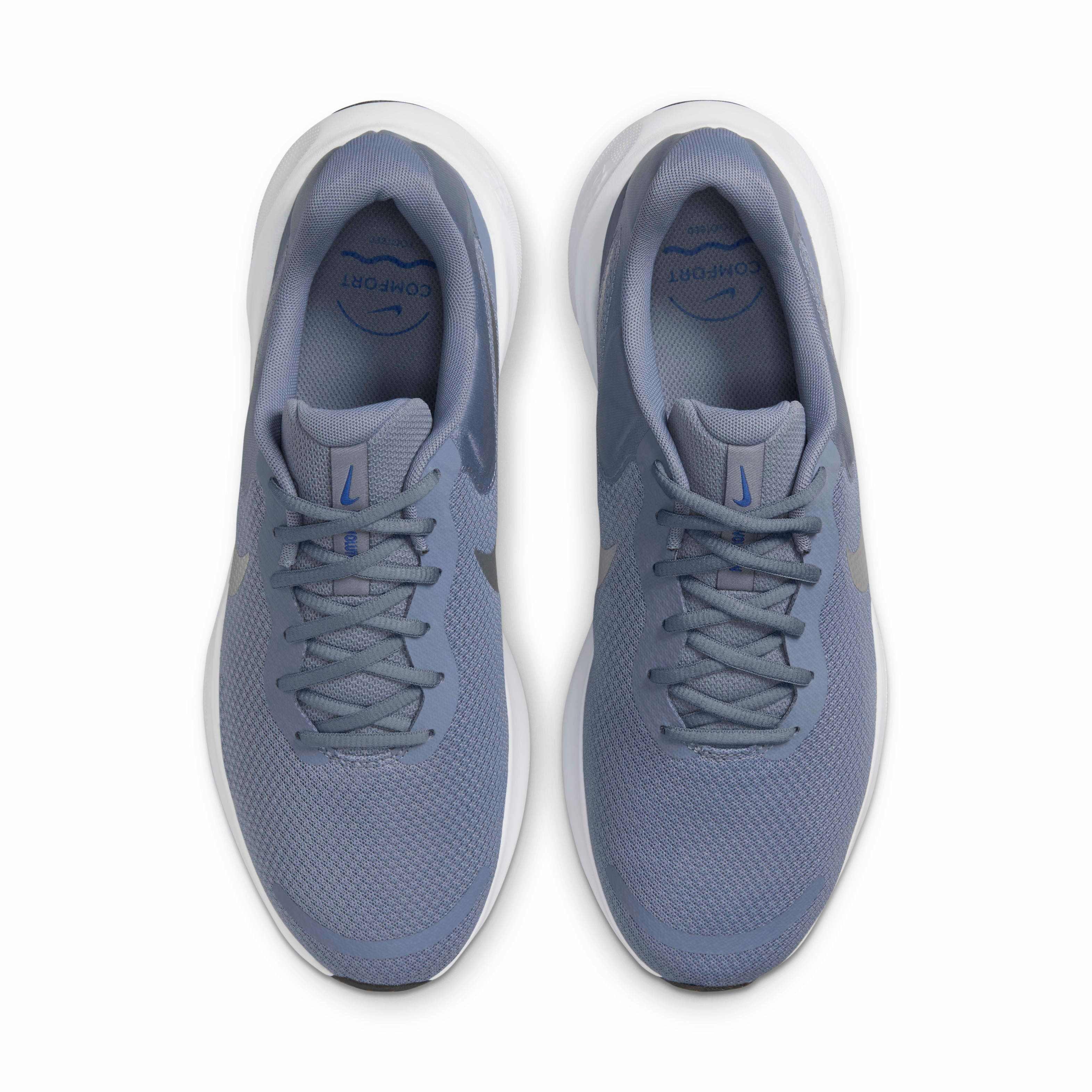 Nike Revolution 7 "Ashen Slate/White/Hyper Royal/Metallic Silver" Men's Running Shoe - SLATE/WHITE/ROYAL/SILVER Thumbnail View 4