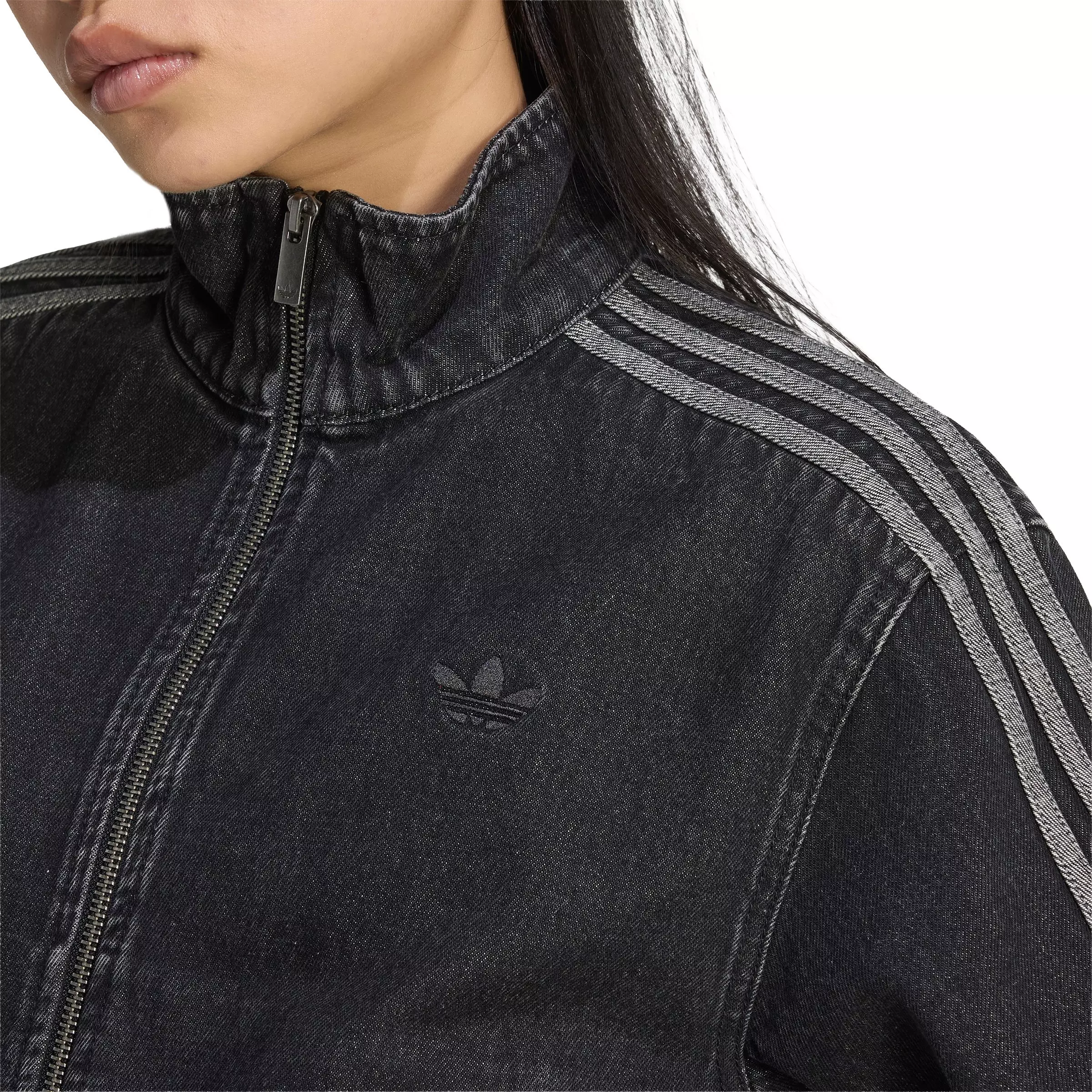adidas Originals Women's Firebird Black Denim Tracktop - BLACK WASH DENIM