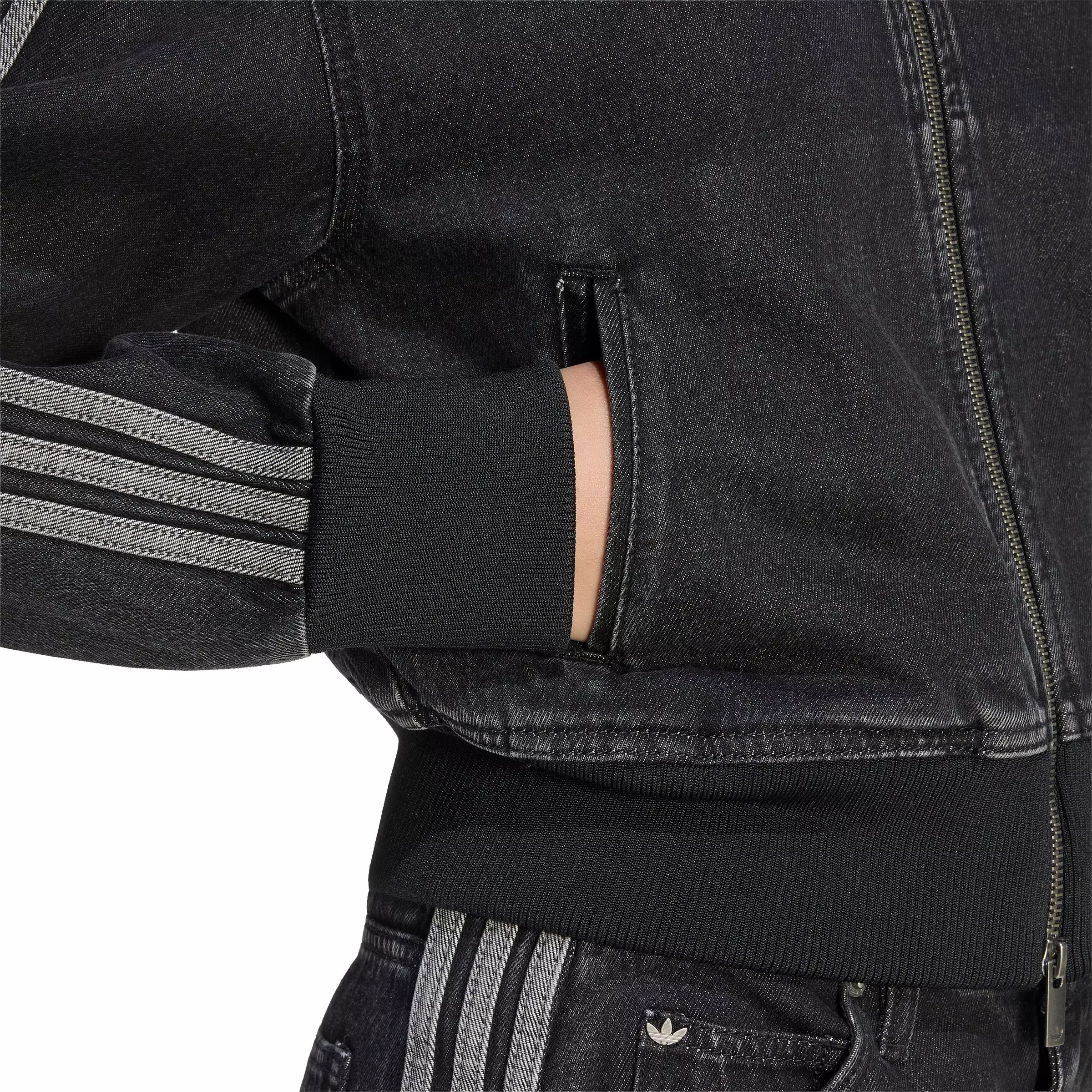 adidas Originals Women's Firebird Black Denim Tracktop - BLACK WASH DENIM