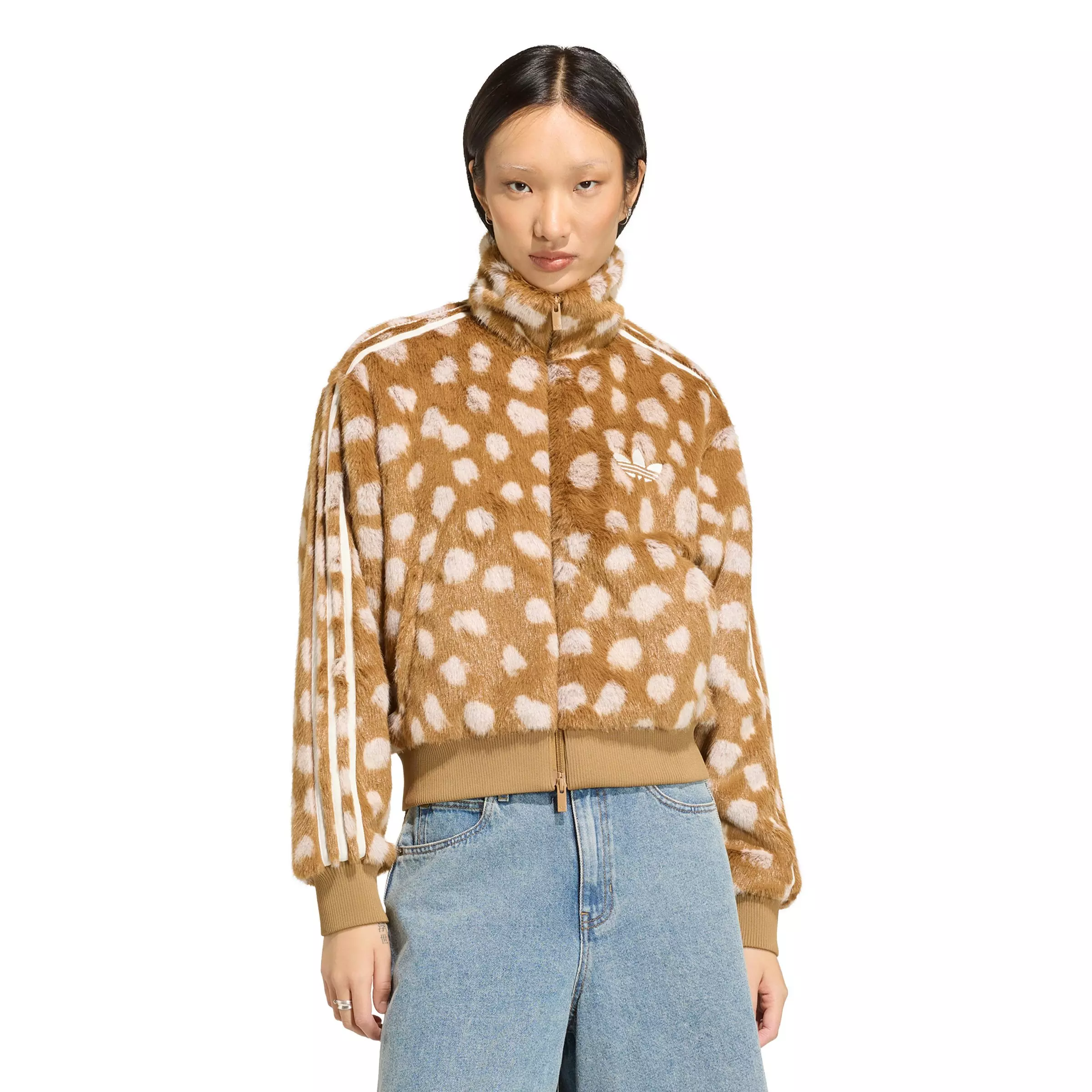 adidas Originals Women's Animal Print Firebird Jacket - Brown - BROWN