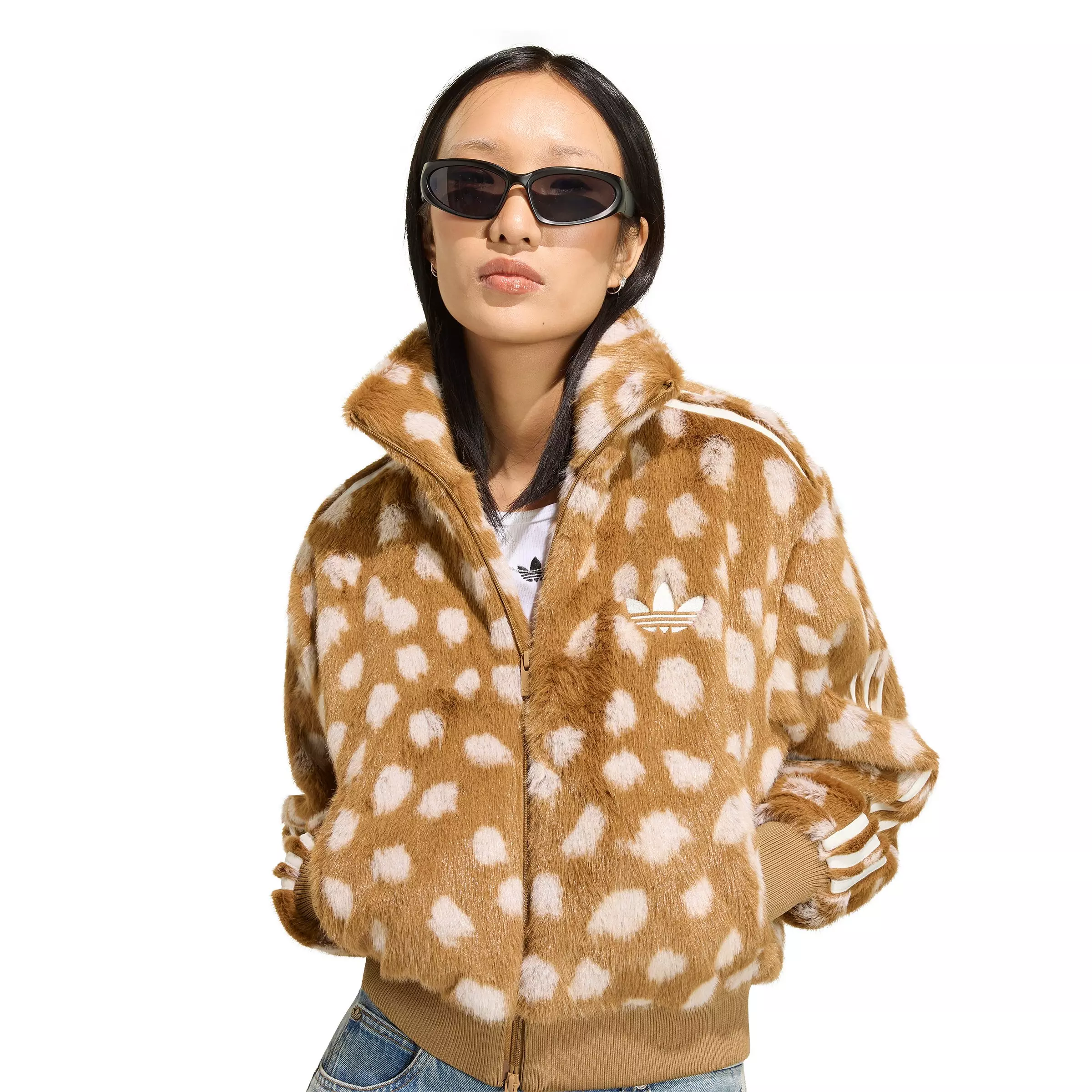 adidas Originals Women's Animal Print Firebird Jacket - Brown - BROWN