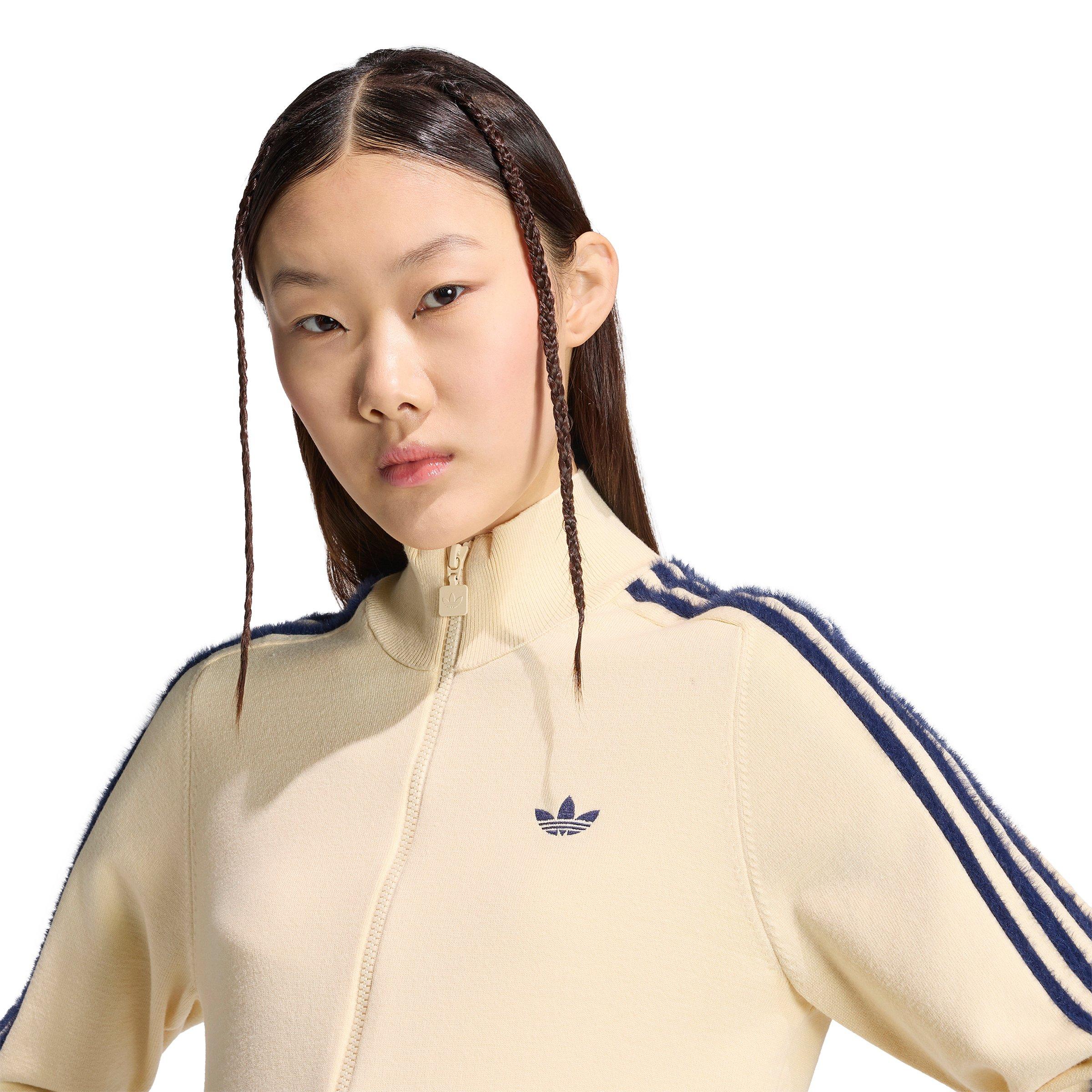 adidas Originals Women's Firebird Knit Track Top - Warm Vanilla/Navy - WARM VANILLA/NAVY