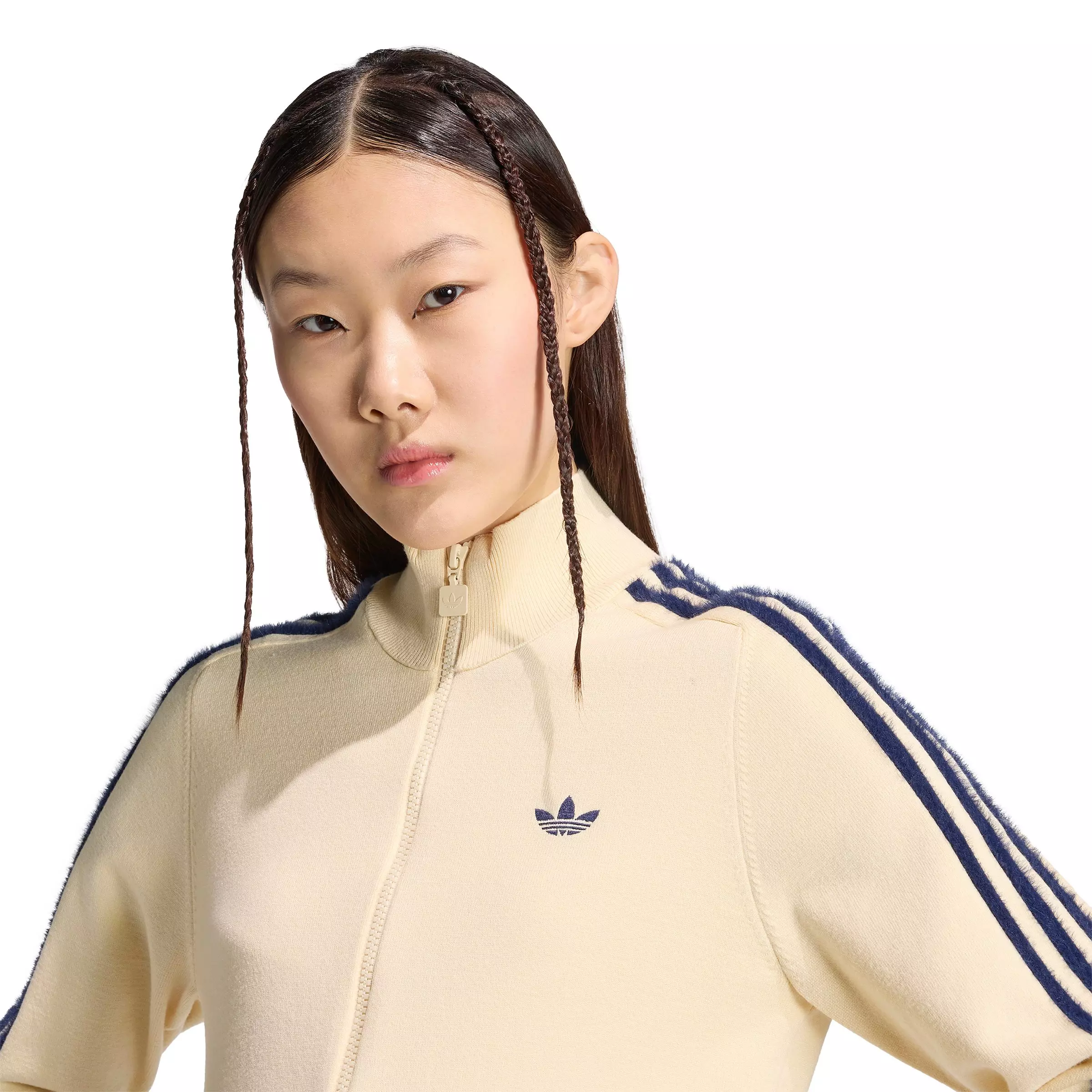 adidas Originals Women's Firebird Knit Track Top - Warm Vanilla/Navy - WARM VANILLA/NAVY