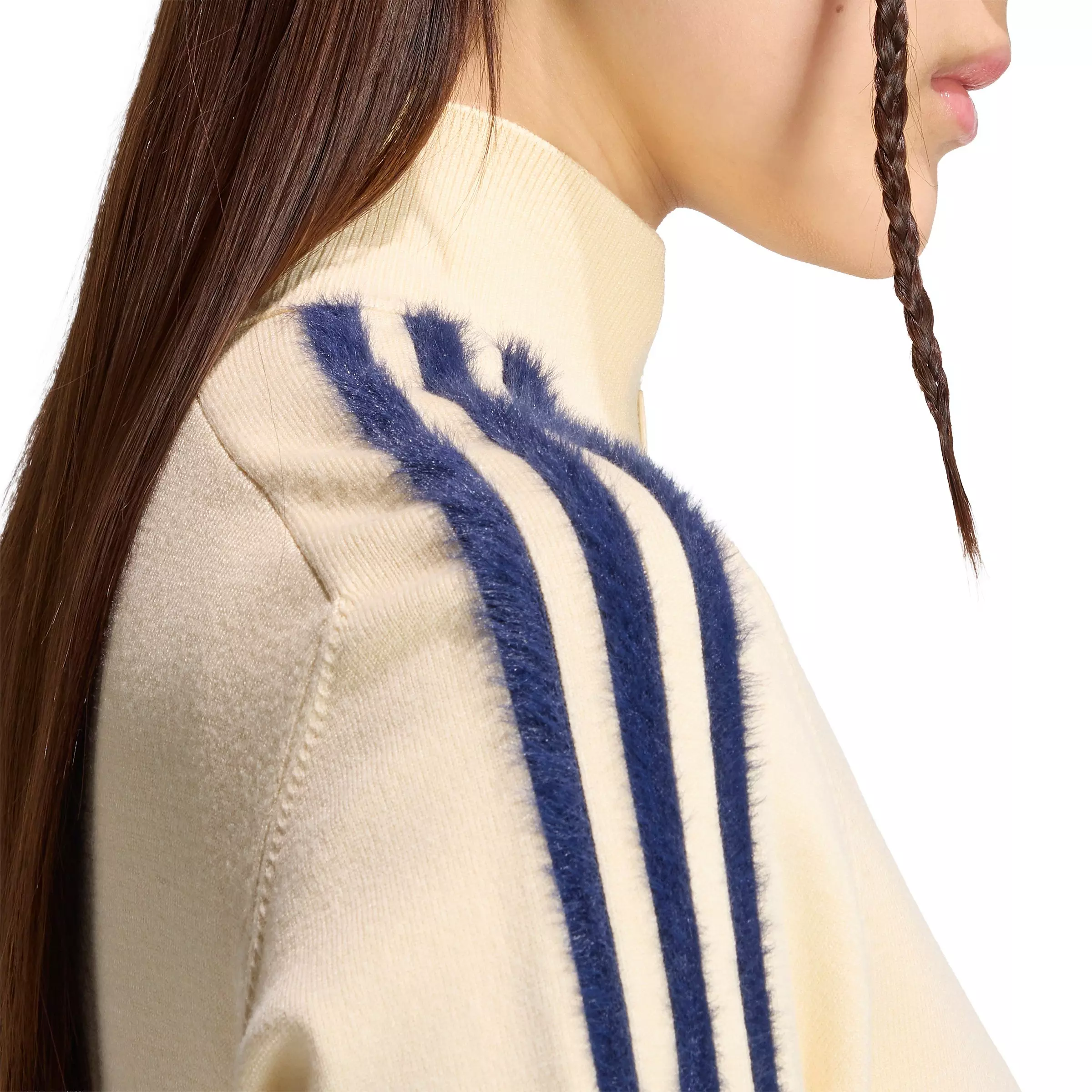 adidas Originals Women's Firebird Knit Track Top - Warm Vanilla/Navy - WARM VANILLA/NAVY