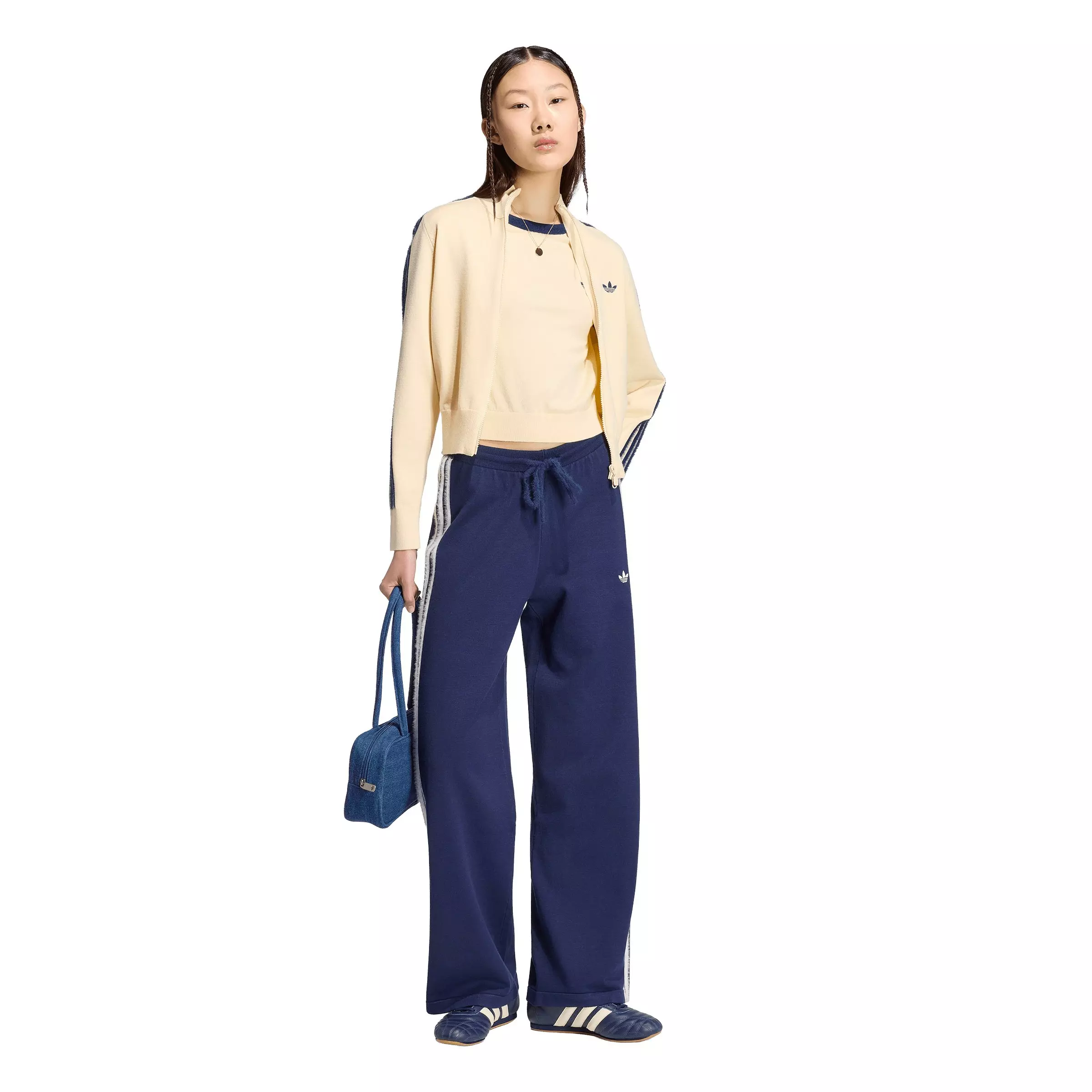 adidas Originals Women's Firebird Knit Track Top - Warm Vanilla/Navy - WARM VANILLA/NAVY