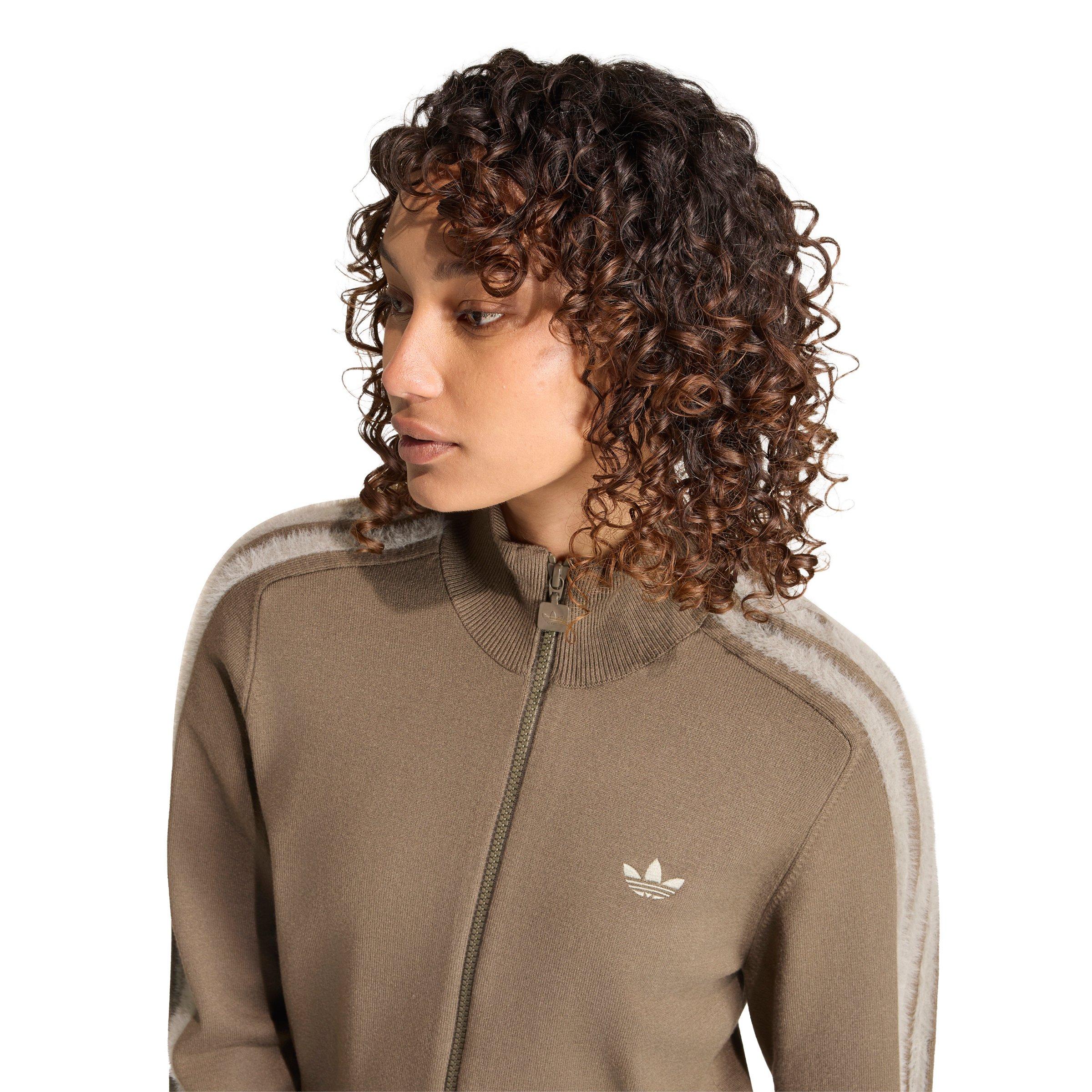 adidas Originals Women's Firebird Knit Track Top - Brown - BROWN/SILVER