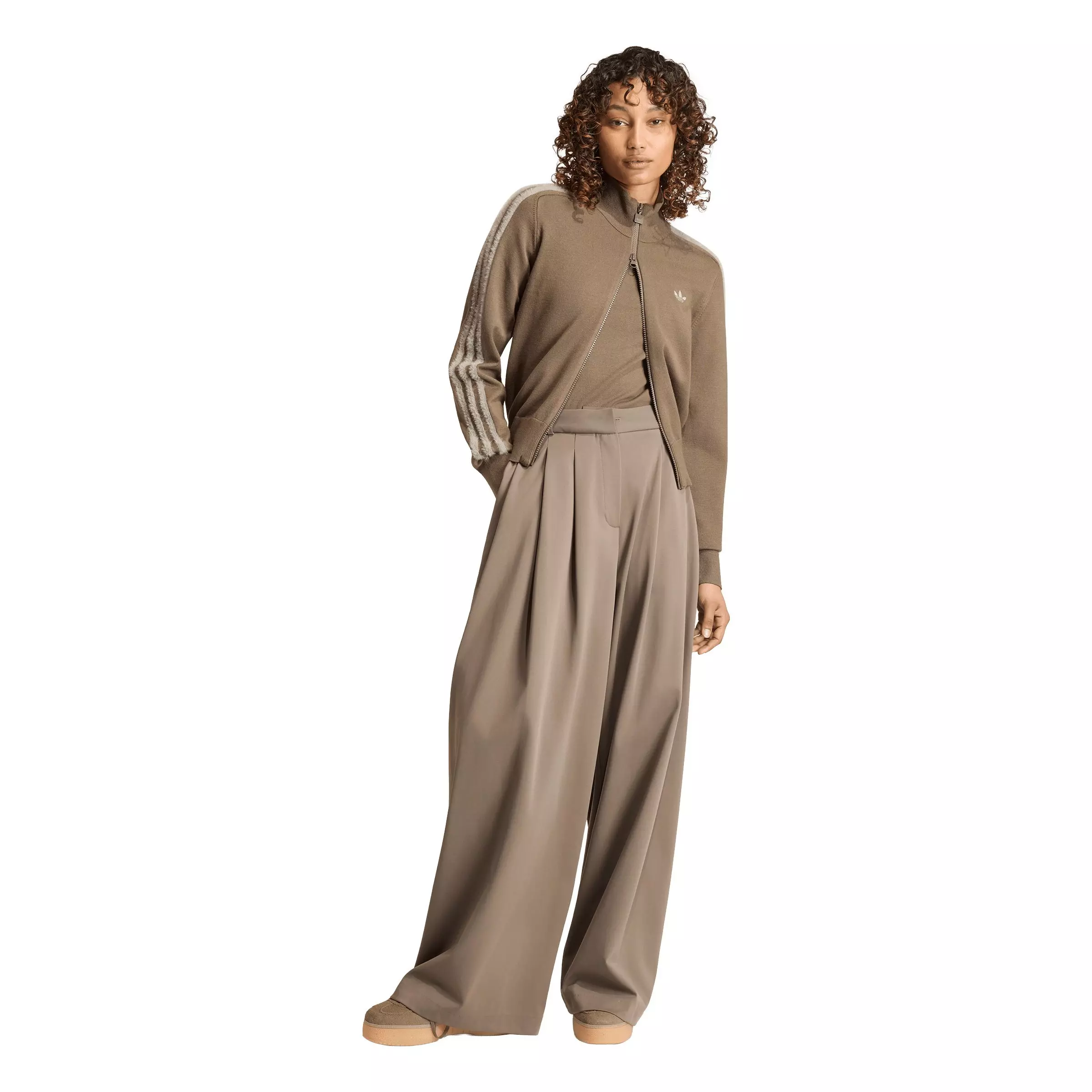 adidas Originals Women's Firebird Knit Track Top - Brown - BROWN/SILVER