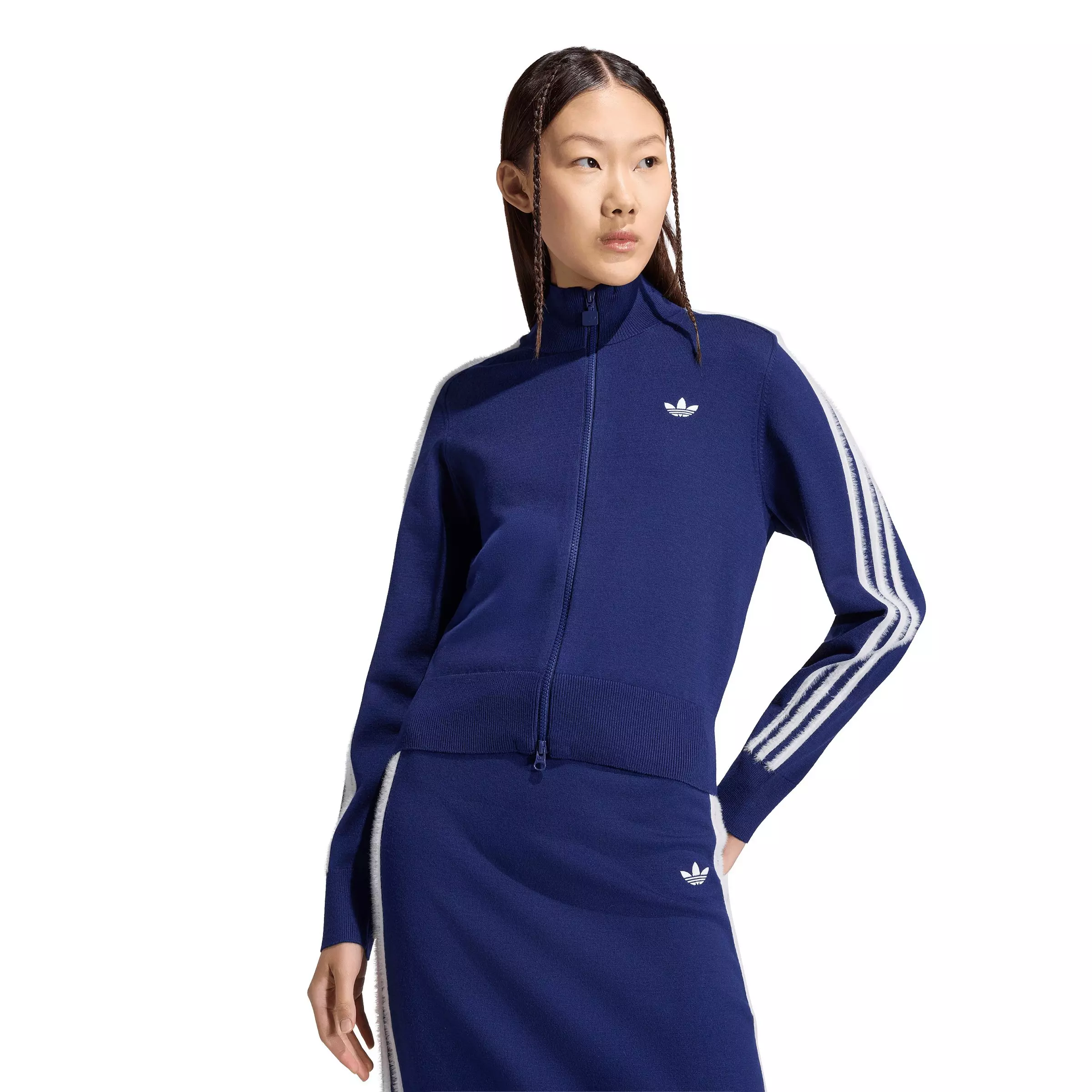 adidas Originals Women's Firebird Knit Track Top - Navy/White - NAVY/WHITE