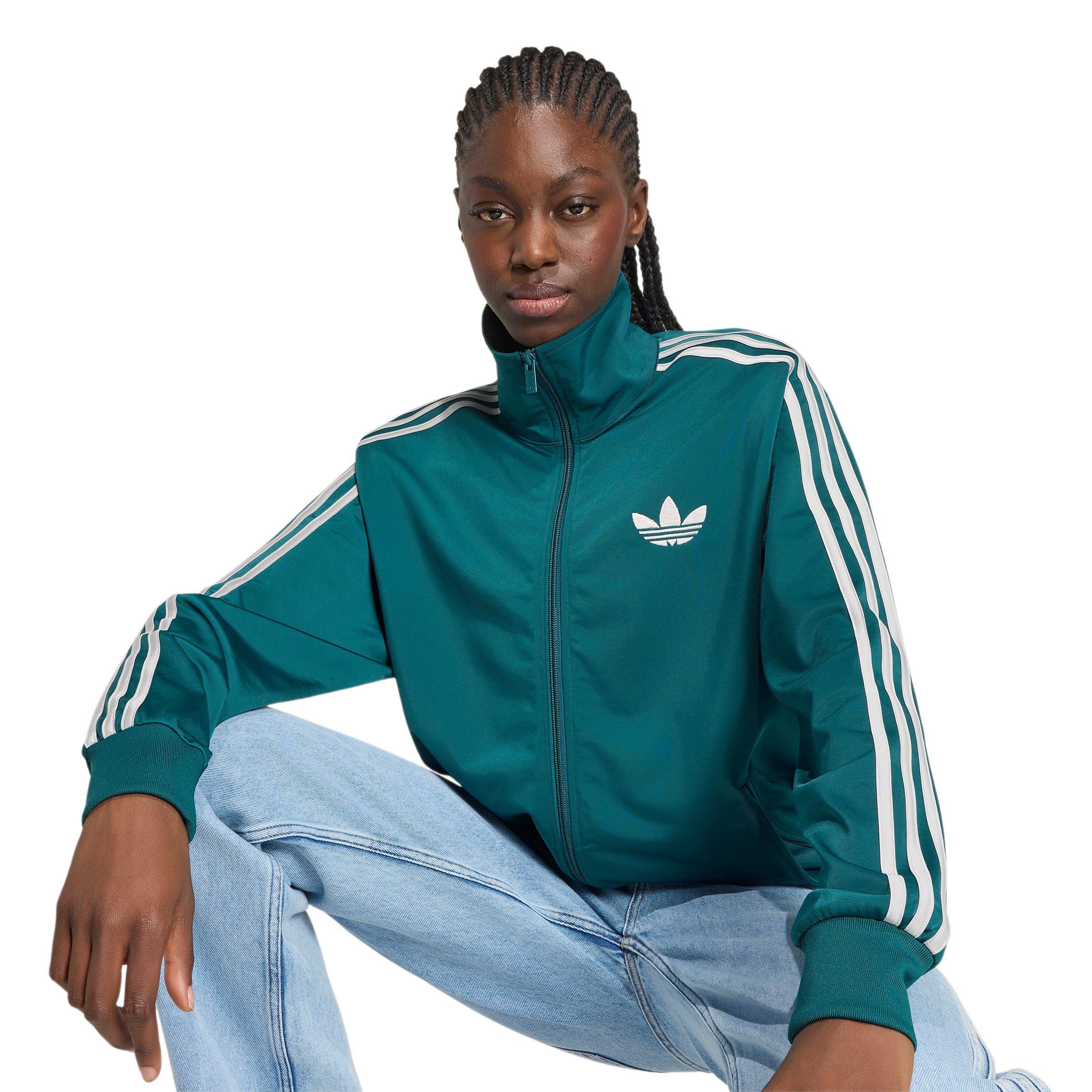 adidas Originals Women's Firebird Loose Track Top - Green/Grey - GREEN/GREY Thumbnail View 3