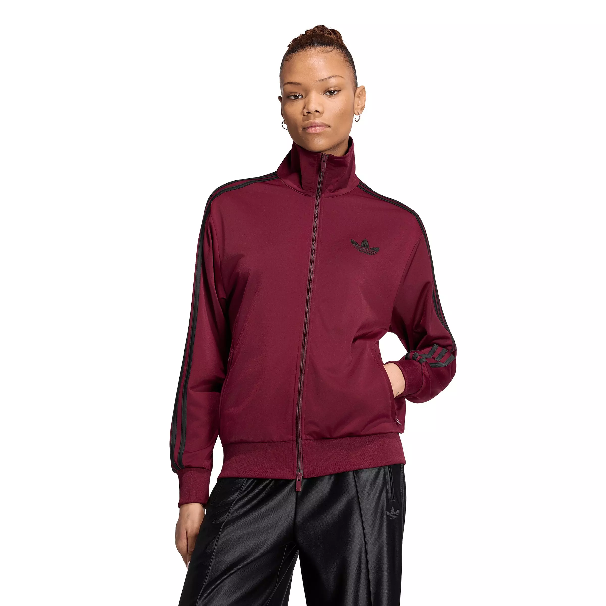 adidas Originals Women's Firebird Track Top Loose - Maroon/Black - MAROON/BLACK