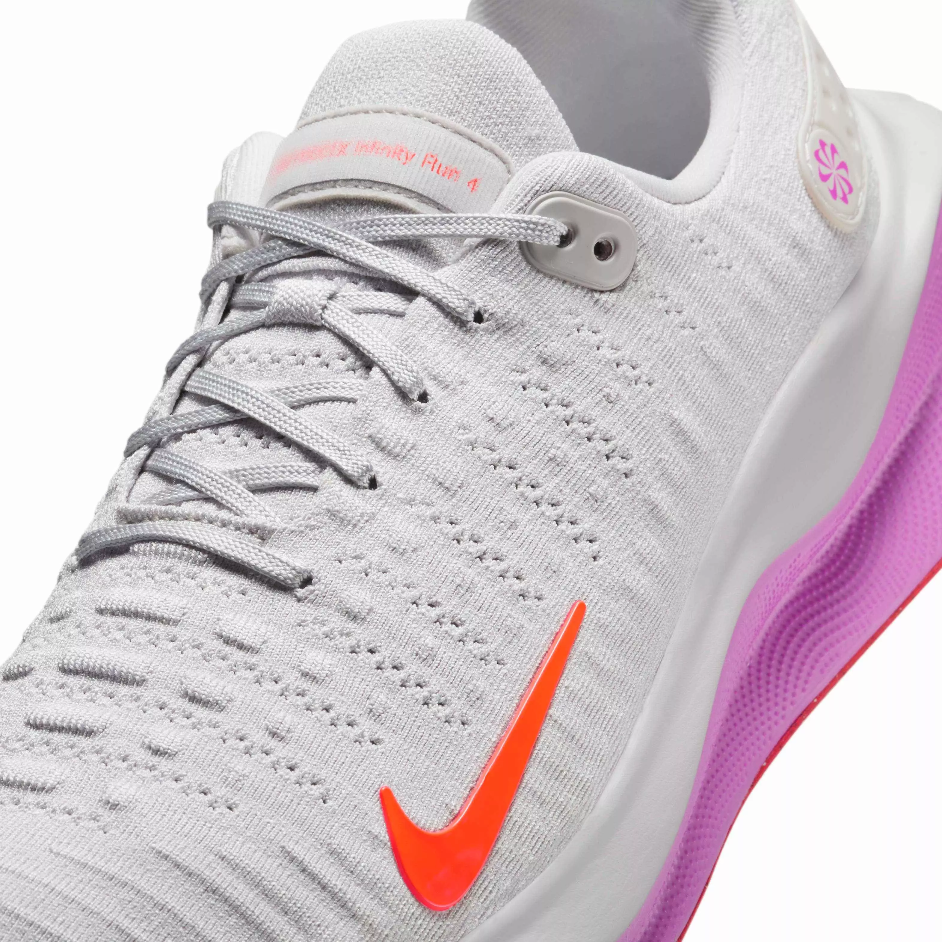 Nike InfinityRN 4 "Vast Grey/Hyper Violet/Bright Crimson" Men's Running Shoe - GREY/VIOLET/CRIMSON